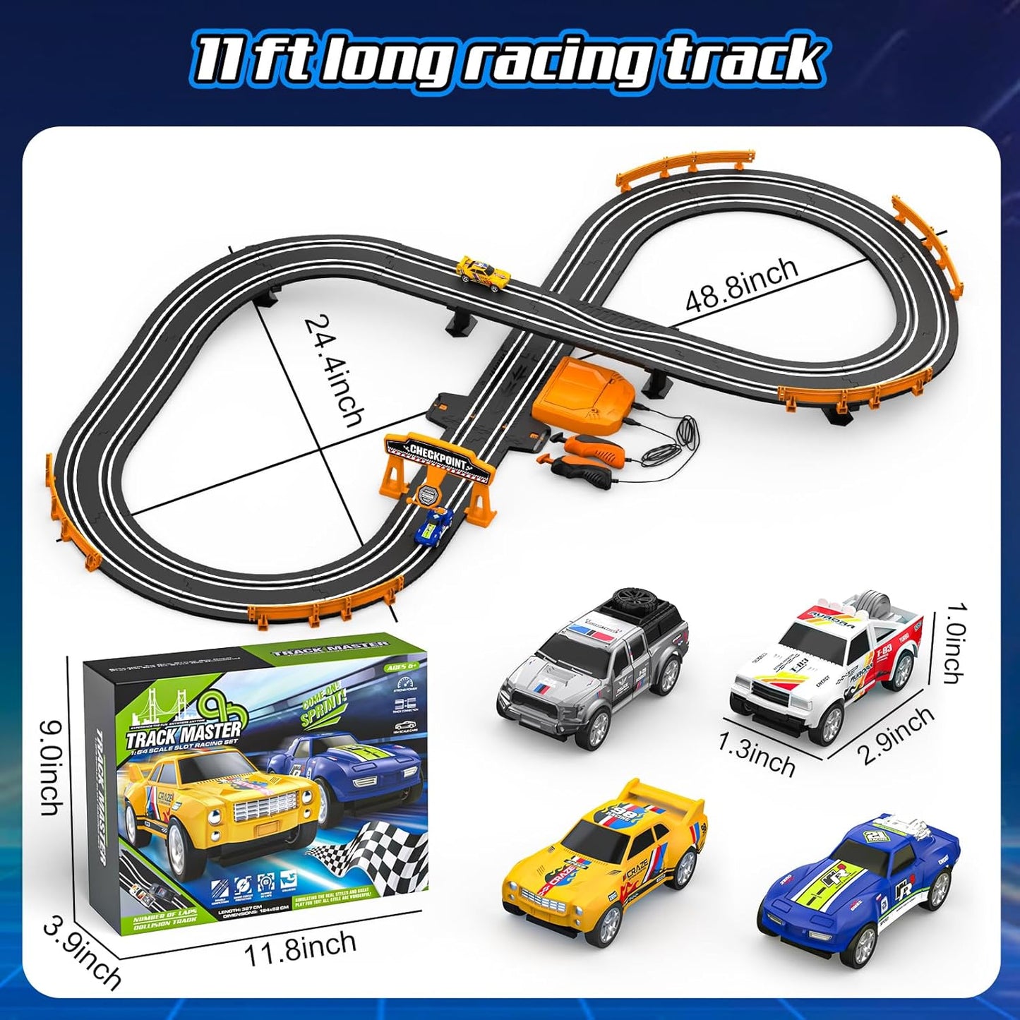 Slot Car Race Track Sets for Boys with 2 High-Speed Slot Cars, Battery or Electric Car Track