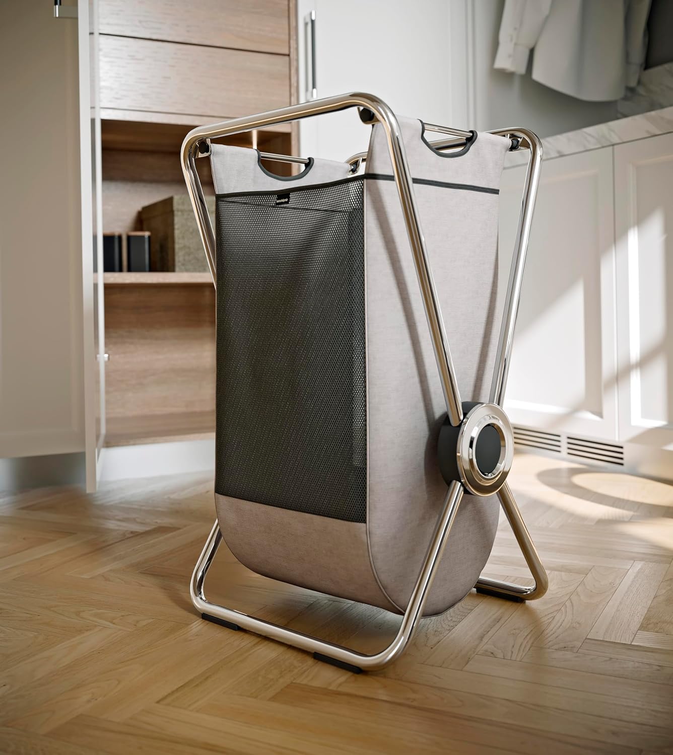 X-Frame Collapsible Laundry Hamper – 80L, Recycled Polyester, Heavy-Duty Steel Frame