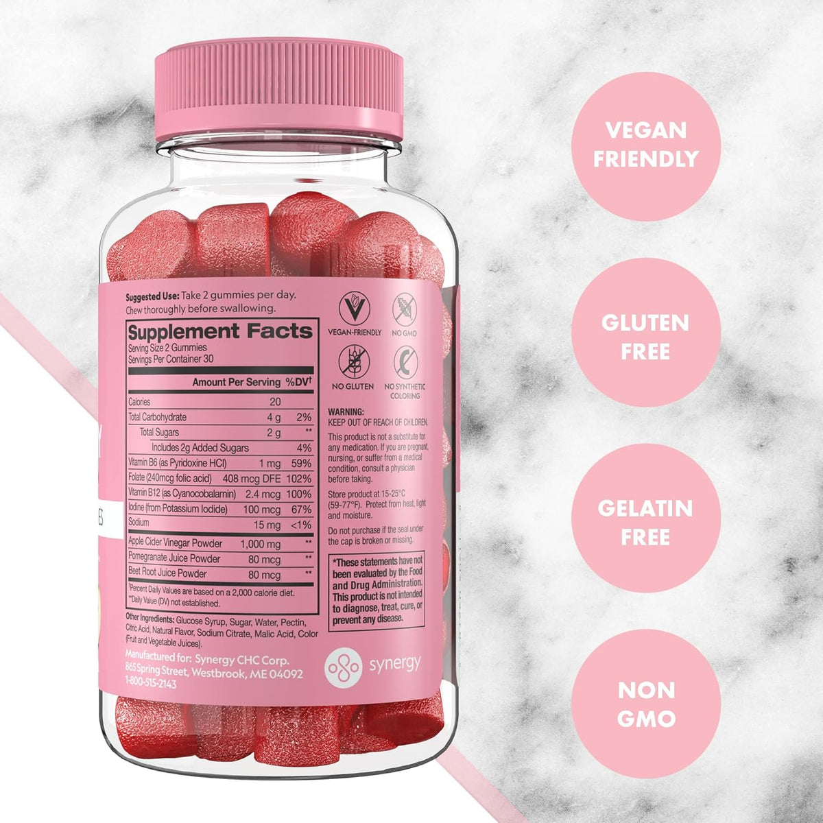 Flat Tummy ACV Gummies – Detox & Gut Health Support with Beet & Pomegranate (60 Count)