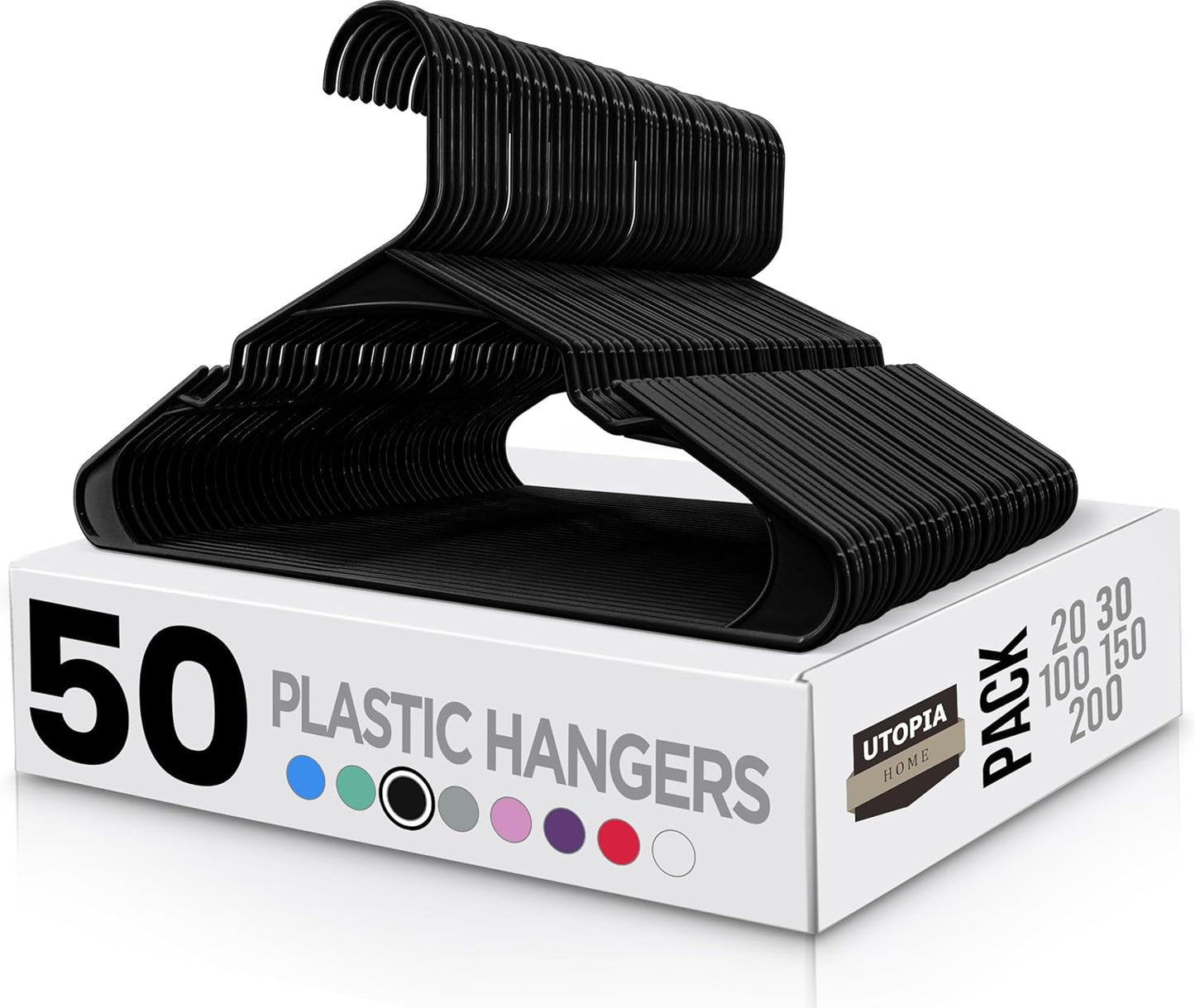 50-Pack Plastic Hangers – Durable Space-Saving Closet Organizers for Apartments and Dorms