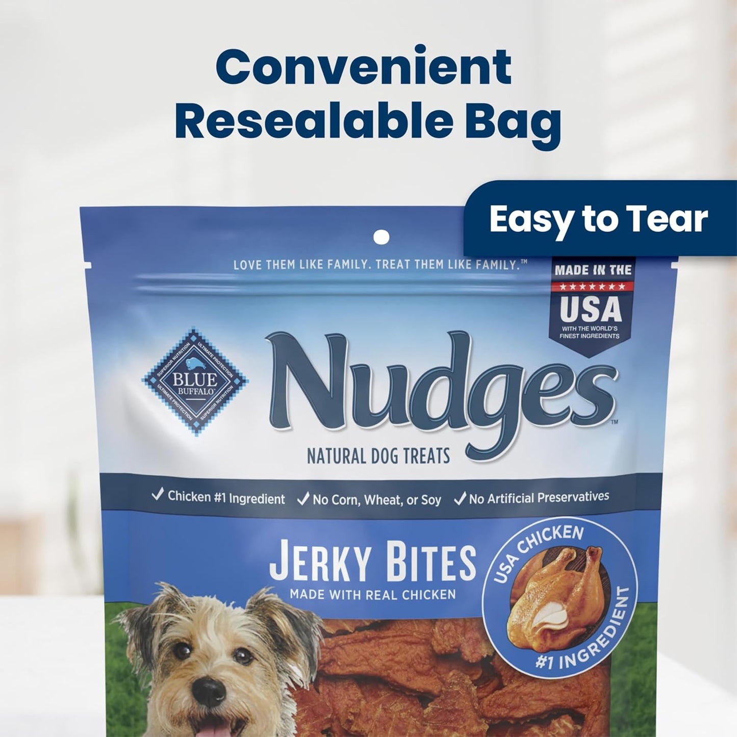 Nudges Chicken Jerky Bites Dog Treats β Natural Training Treats Made with Real Chicken, 16 oz