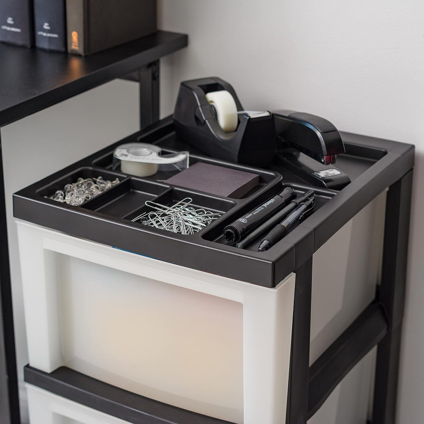 Rolling Plastic Storage Cart with Wheels – Black/Pearl