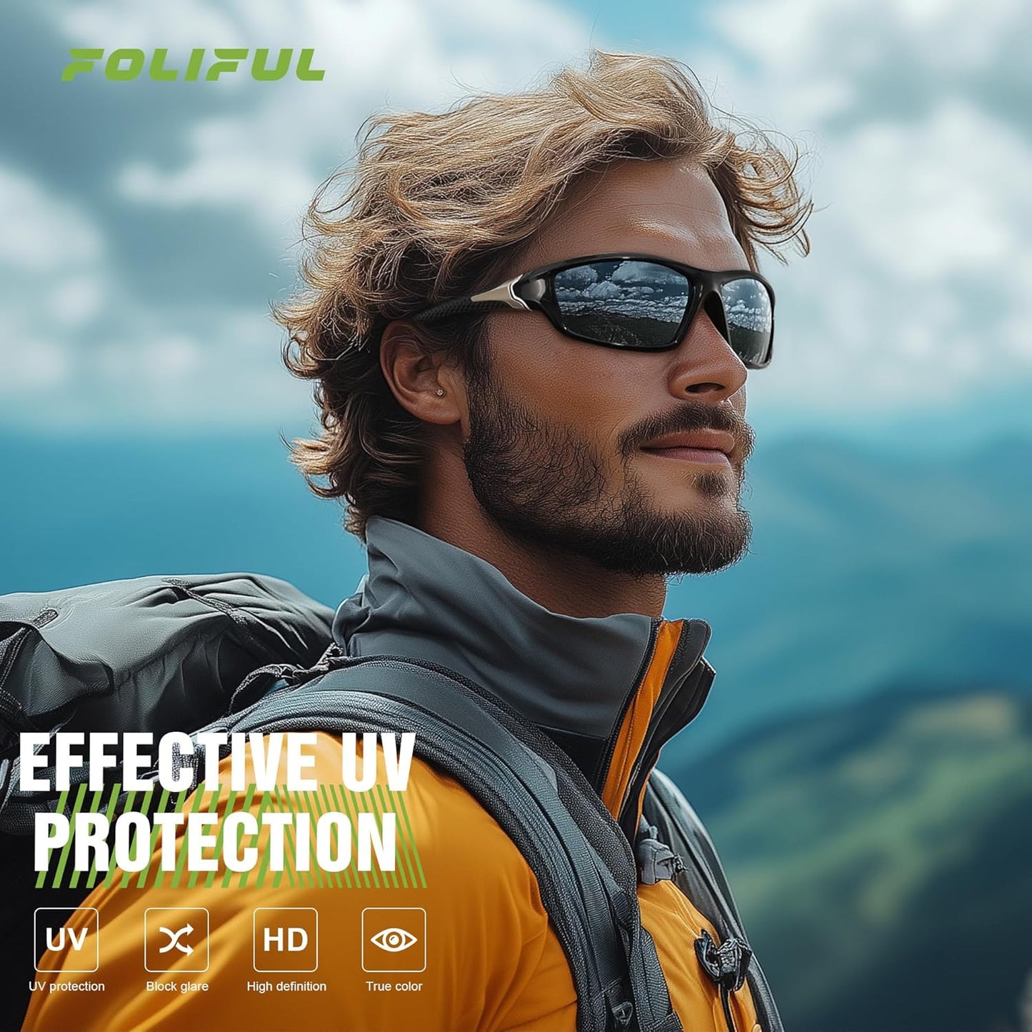 3-Pack Polarized Sports Sunglasses for Men – Wraparound UV Protection for Cycling, Fishing & Driving