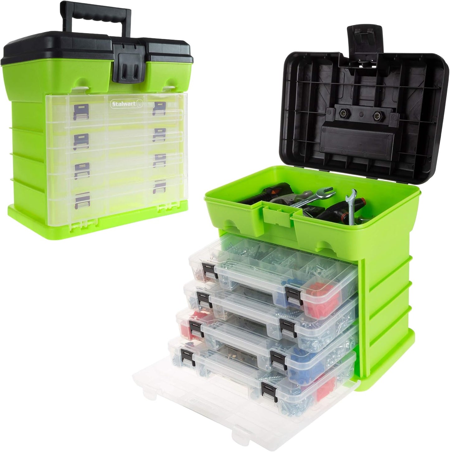 Tool Box: Durable Organizer with 4 Compartments for Hardware, Tackle, Beads, and More