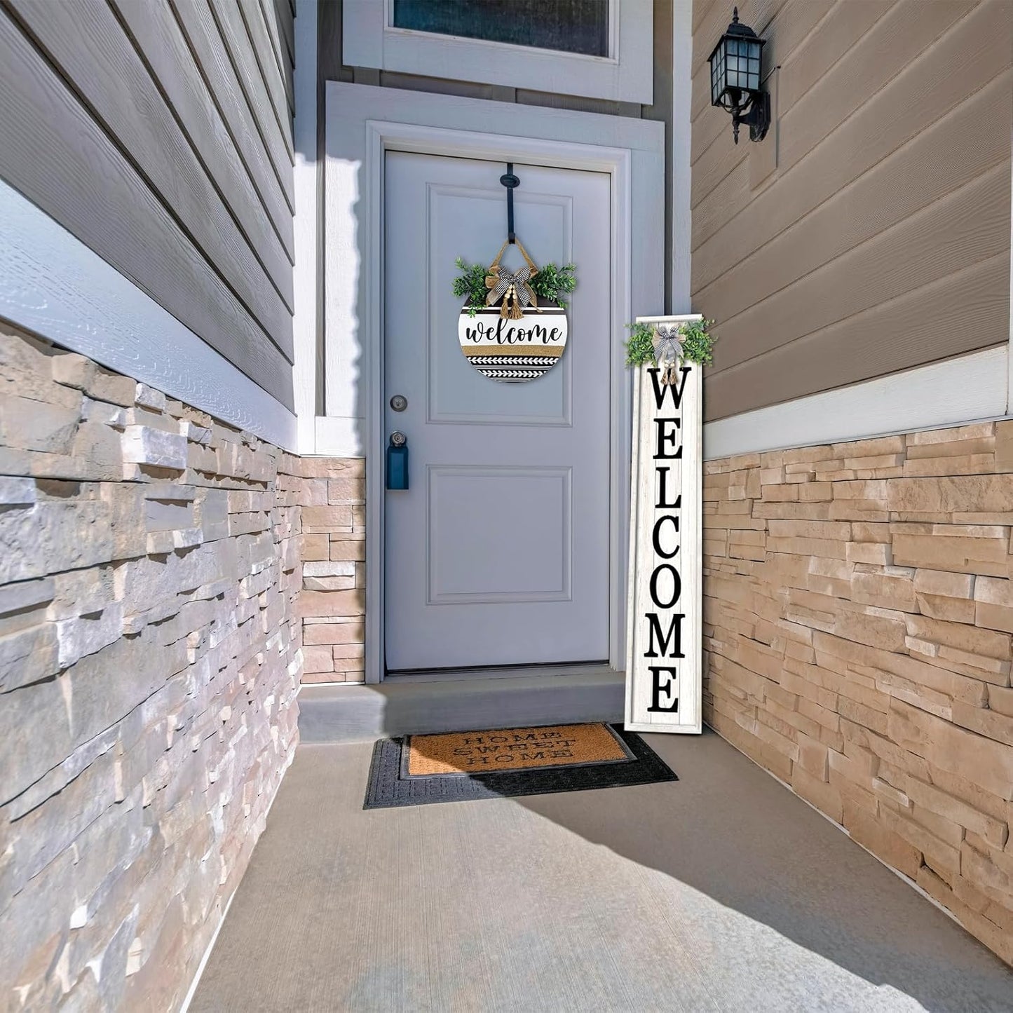 Standing Welcome Sign for Front Porch (White)
