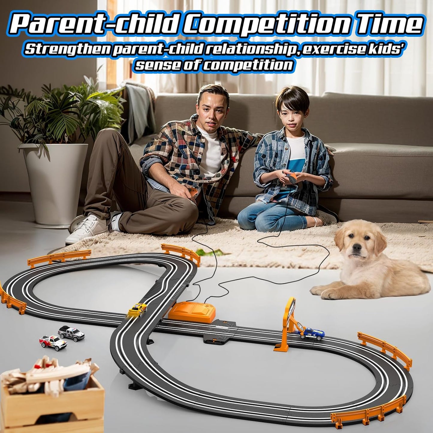 Slot Car Race Track Sets for Boys with 2 High-Speed Slot Cars, Battery or Electric Car Track