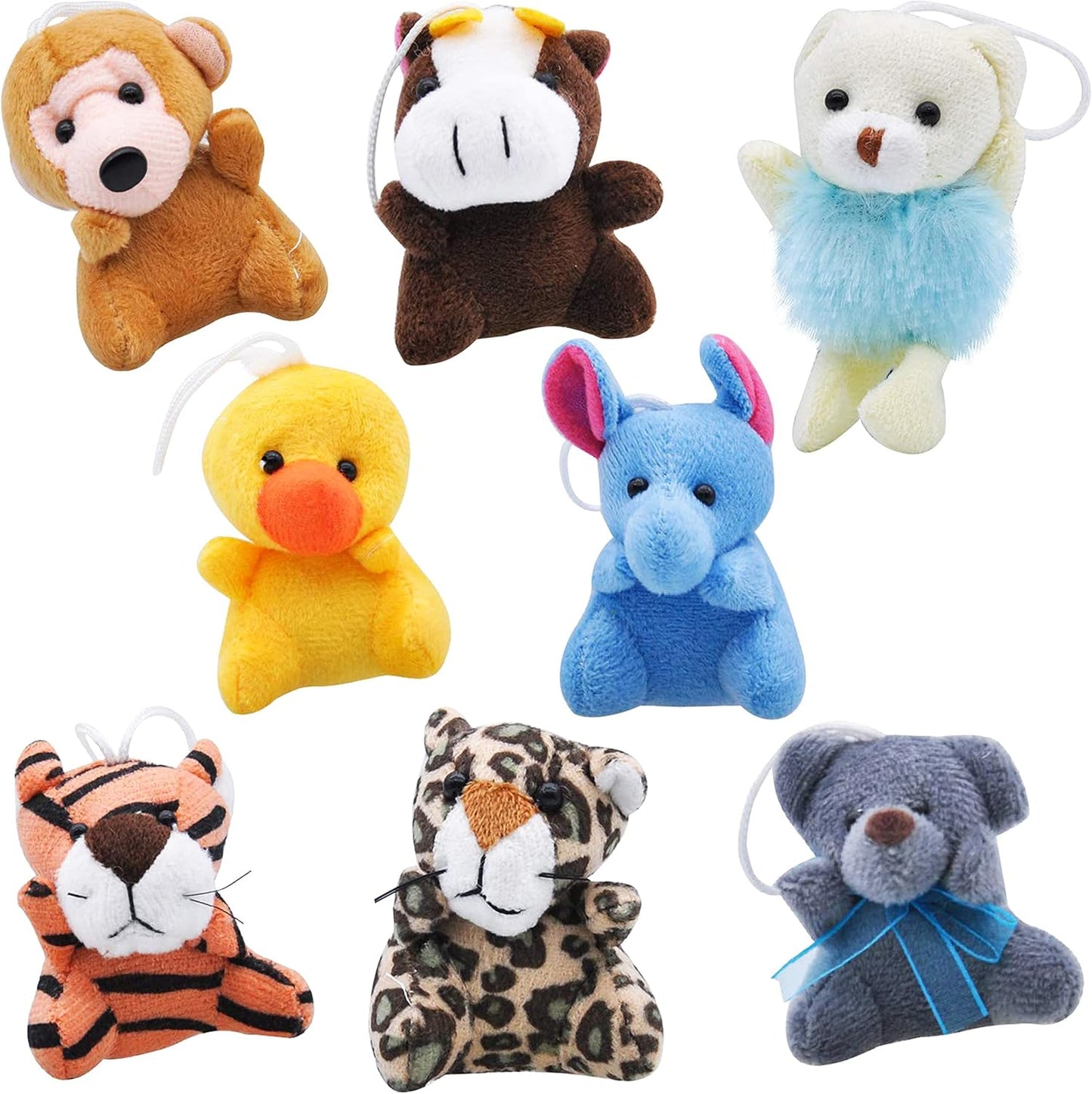 24-Pack Mini Animal Plush Toys - 3" Keychain Decorations for Kids