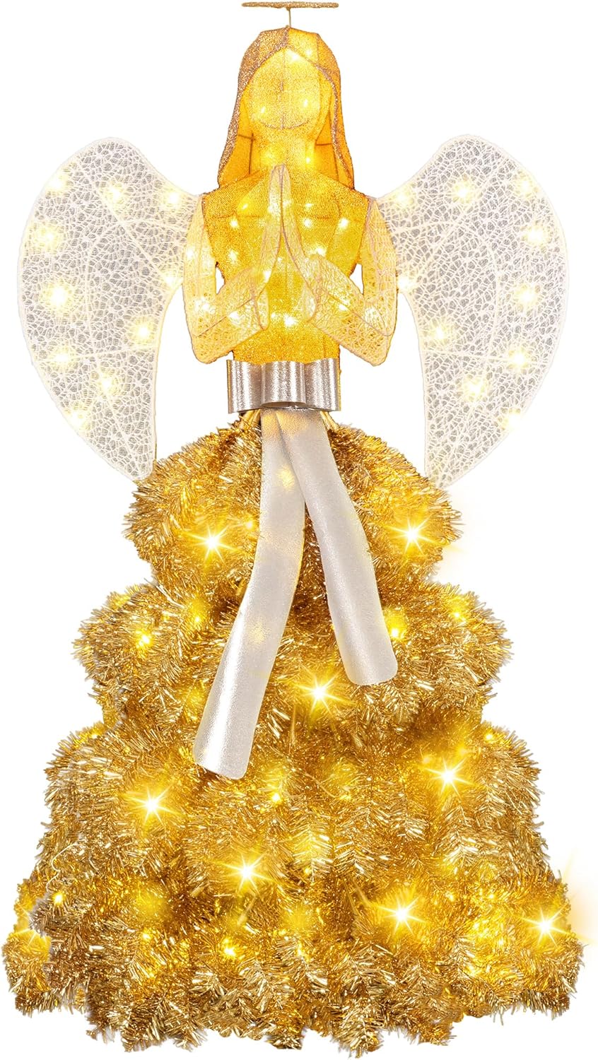 5FT Lighted Christmas Angel - Pre-lit 3D Glittered Outdoor Decoration with 150 LED Lights