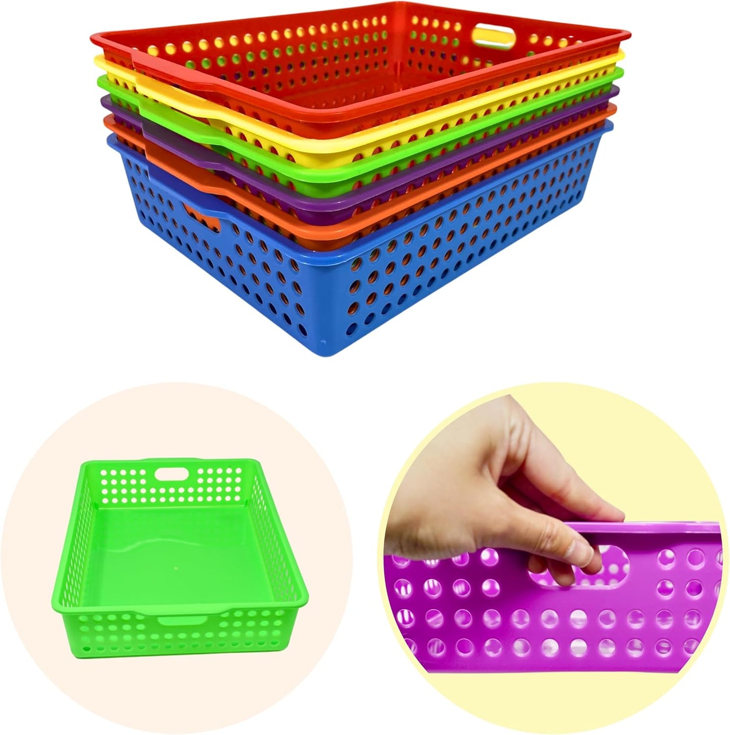6-Pack Colorful Plastic Storage Bins - for Organizing Classroom Supplies