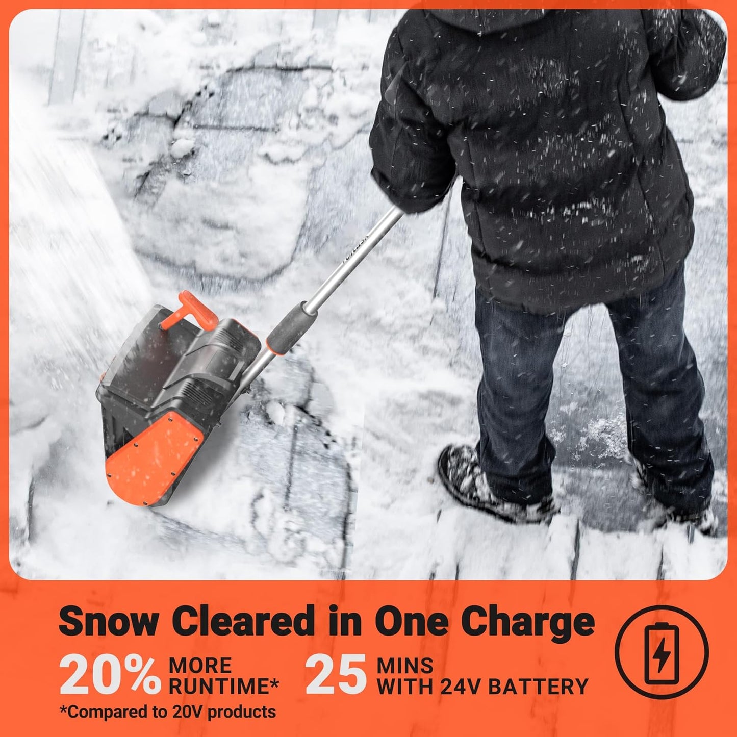 24V | 13-Inch | 4-Ah Cordless Snow Shovel/Blower with Directional Plate & Adjustable Front Handle (4-Ah Battery & Quick Charger Included)