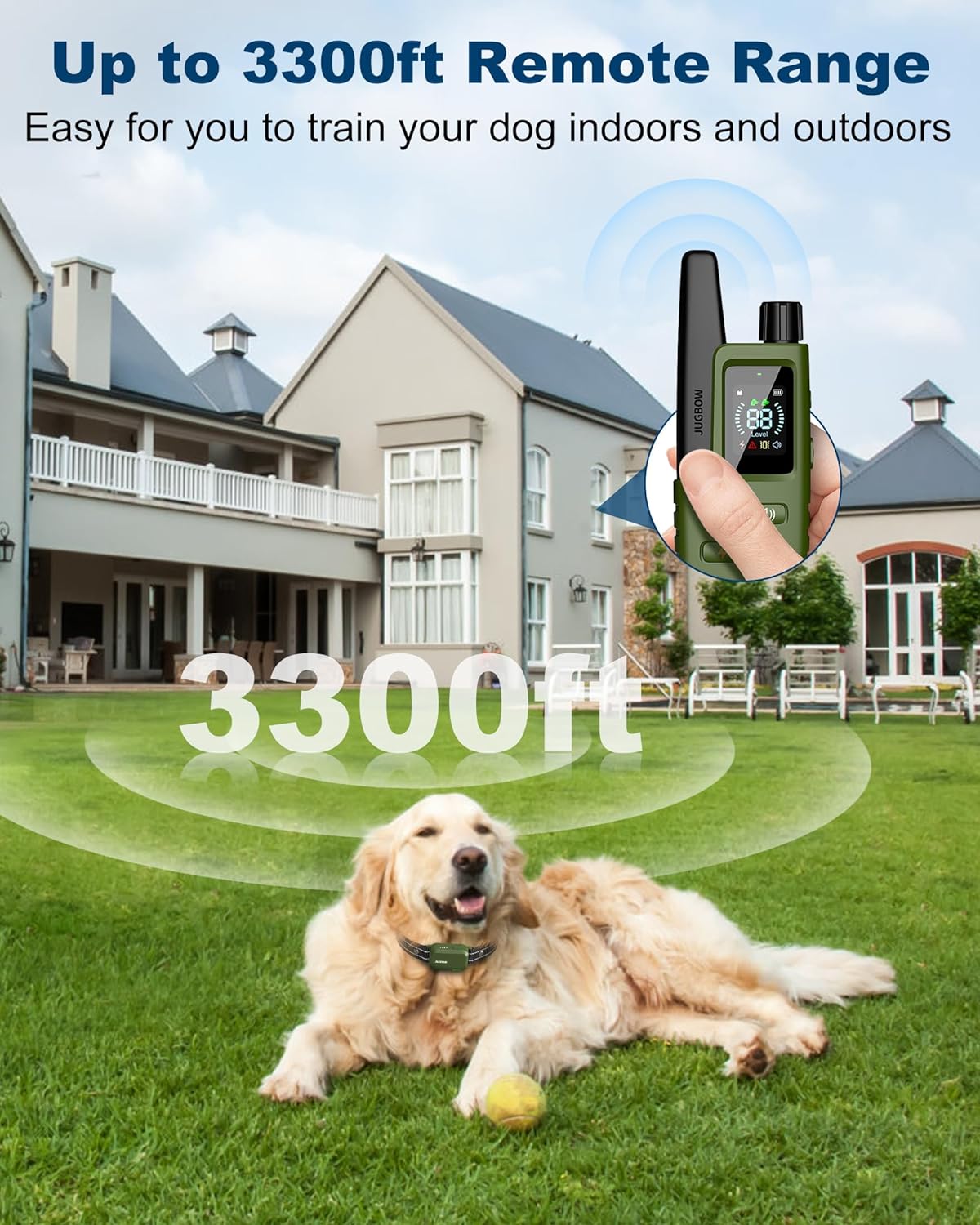 3300FT Dog Shock Collar with Remote Innovative IPX7 Waterproof, Rechargeable E-Collar for All Breeds