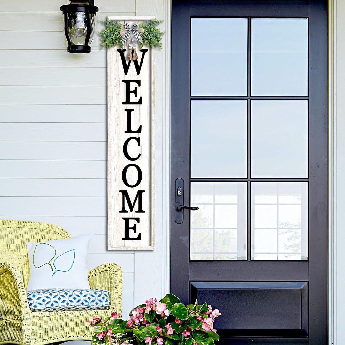 Standing Welcome Sign for Front Porch (White)