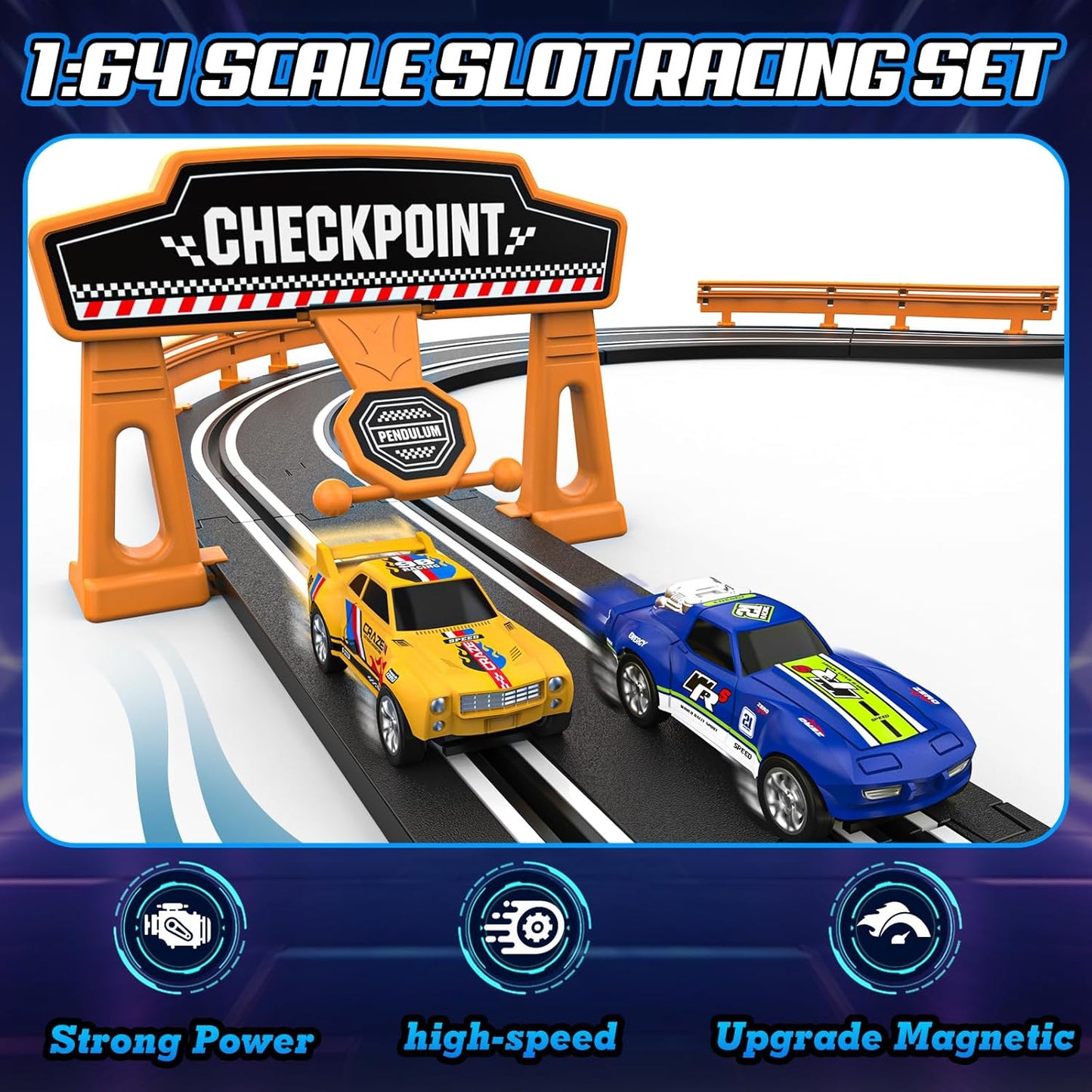 Slot Car Race Track Sets for Boys with 2 High-Speed Slot Cars, Battery or Electric Car Track