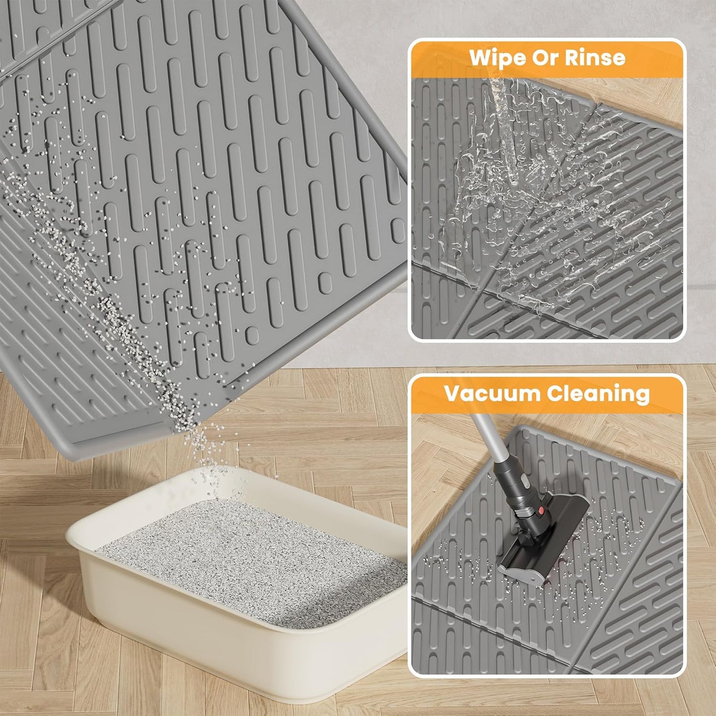Cat Litter Box Mat - Scratch-Resistant, Easy to Clean, Soft on Paws, Waterproof & Urine-Proof