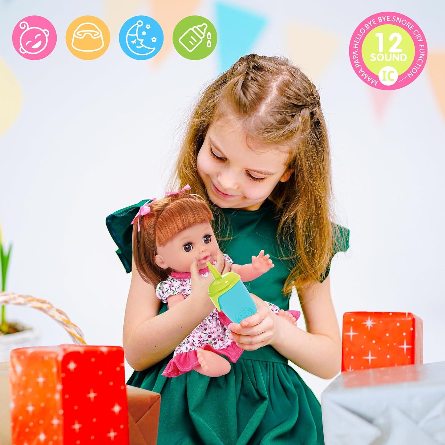 25 Pieces Baby Doll and Doctor Toys Set, 14" Doll Gift for Age 3 4 5 6+ Years Old Girls