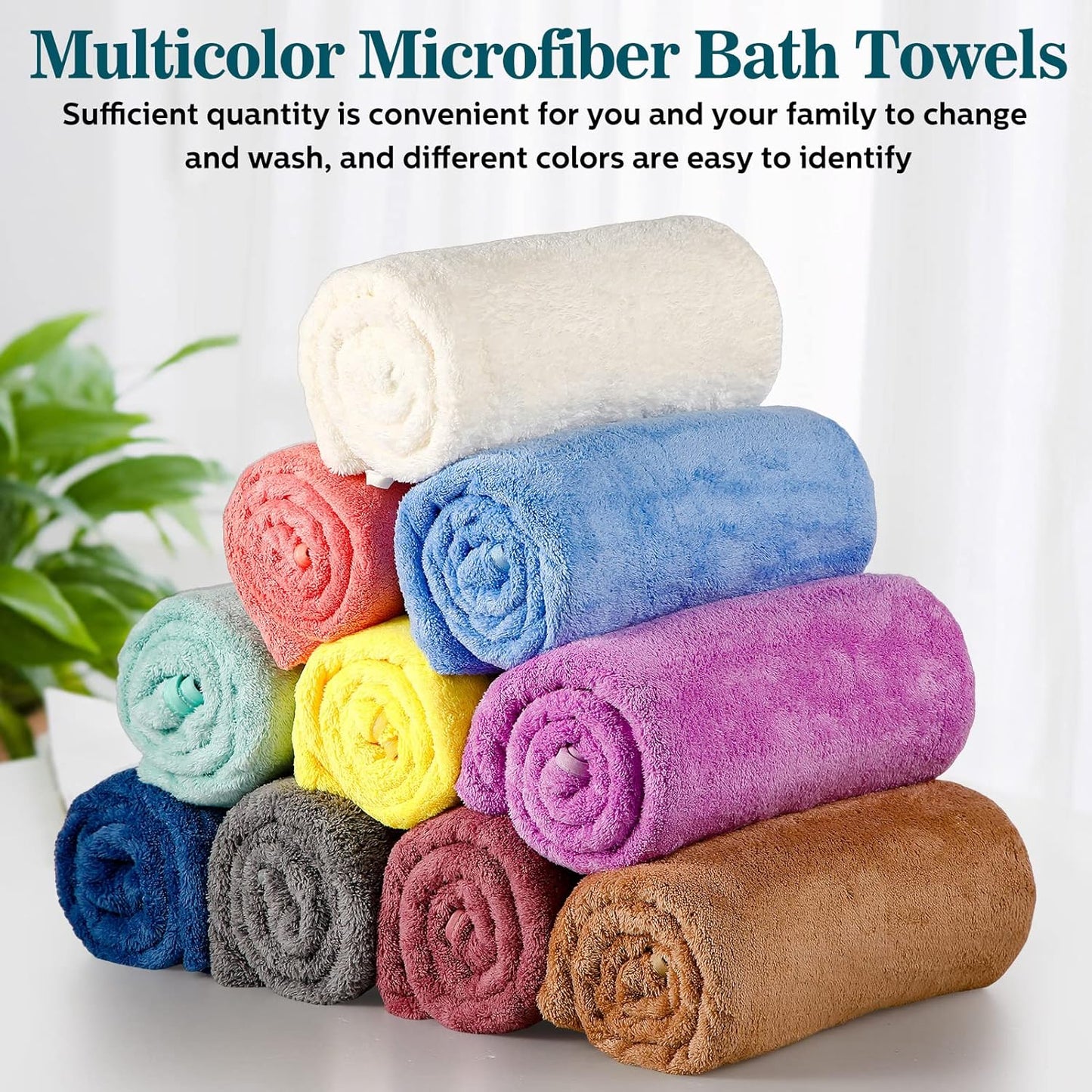 10-Piece Microfiber Coral Velvet Towel Set – Highly Absorbent for Bath, Beach, and Travel
