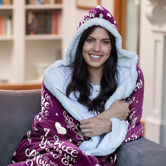 Sherpa Fleece Wearable Blanket Hoodie - Birthday Gifts for Wife, Gifts for Her for Anniversary