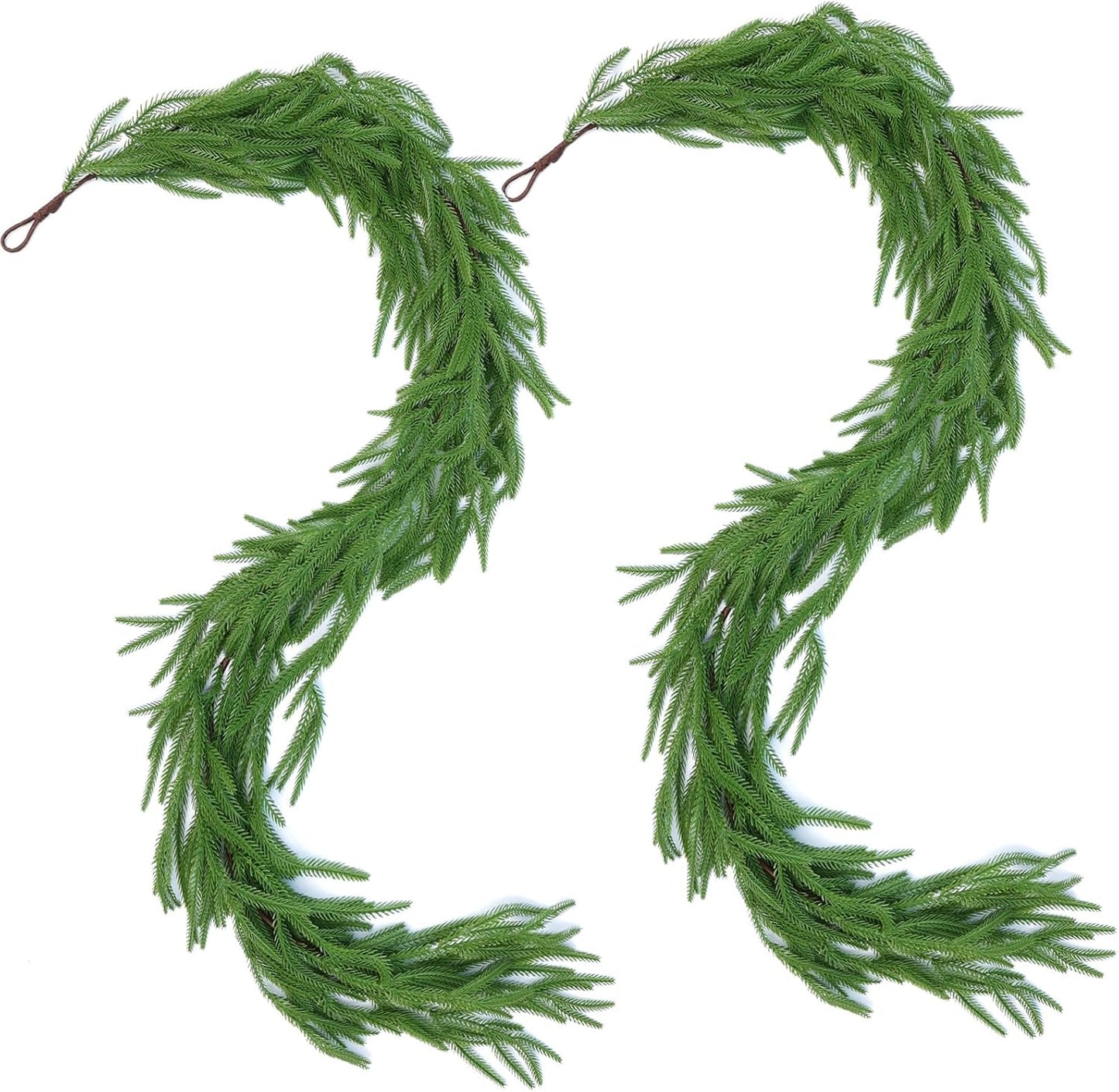 2-Pack 6 ft Artificial Norfolk Pine Garlands – Real Touch Greenery for Indoor/Outdoor Décor