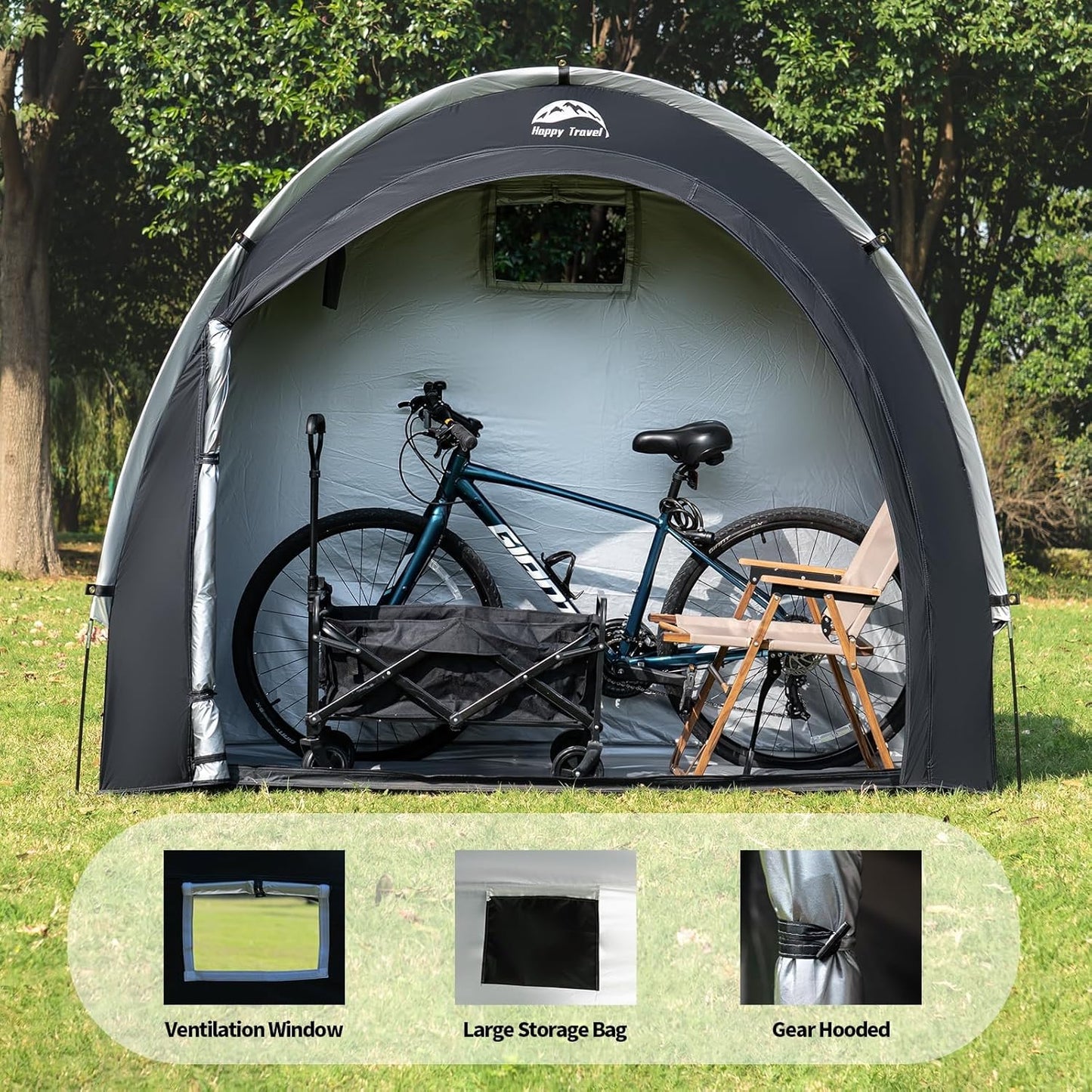 Bike Storage Shed Tent with 210D Oxford Fabric PU4000 Waterproof for 2-8 Bikes
