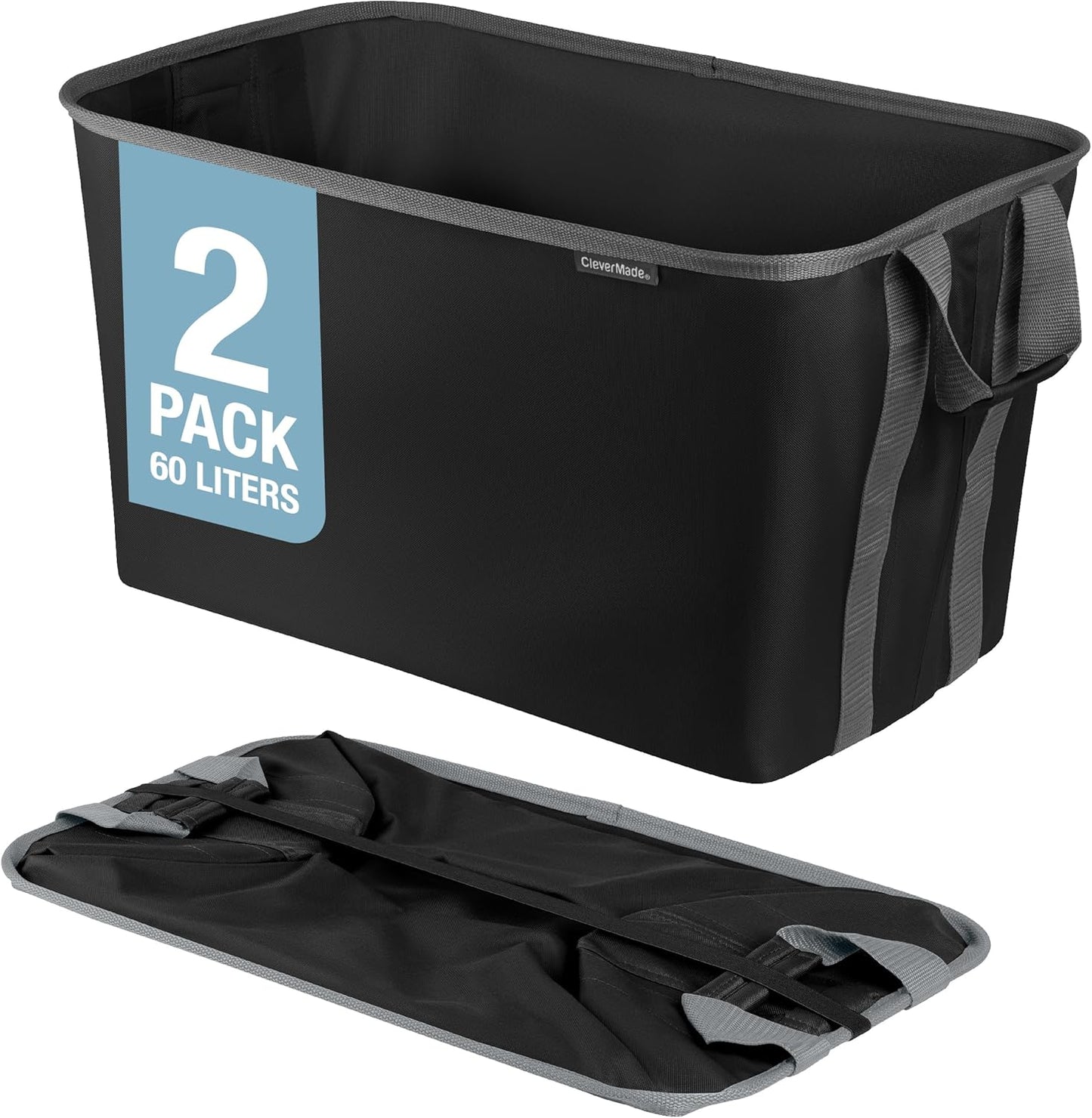 2-Pack 60L Collapsible Laundry Baskets with Handles