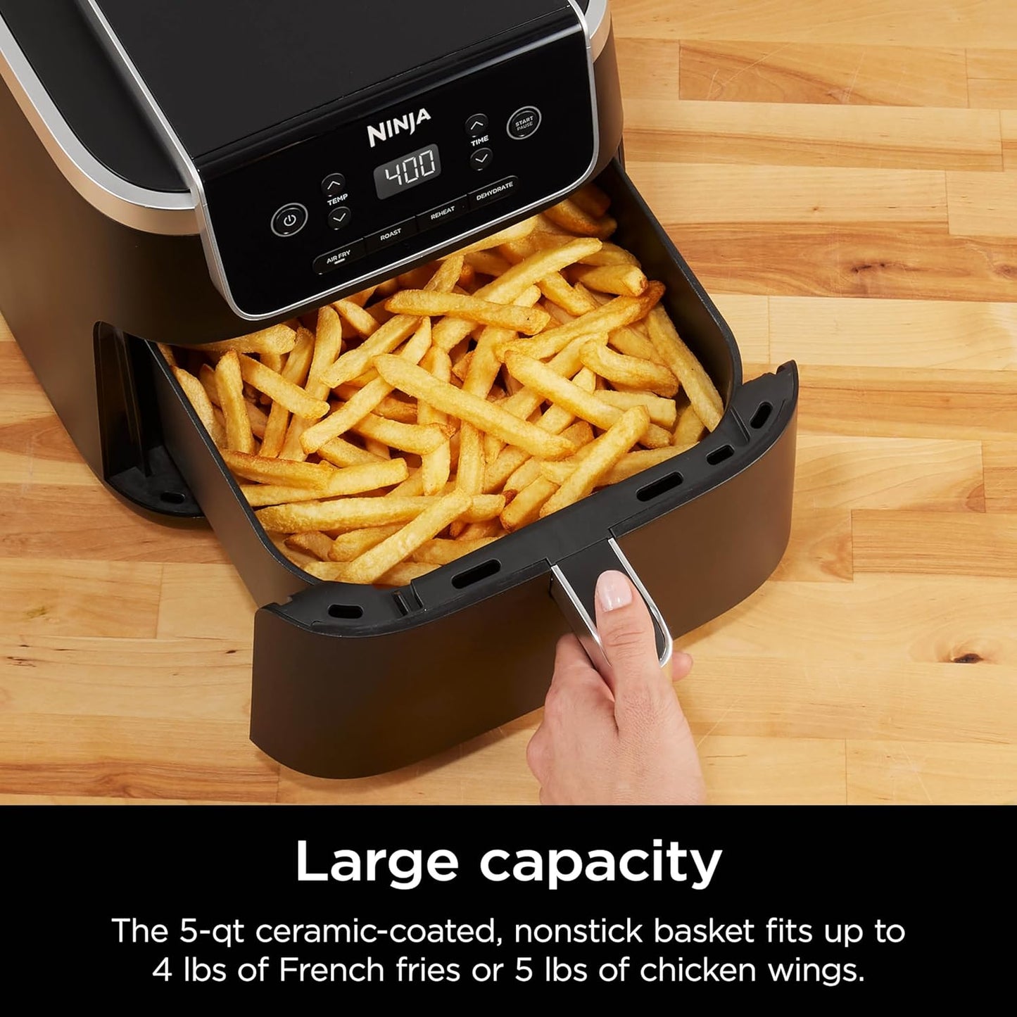Air Fryer, 120 Volts, Nonstick Basket & Crisper Plate, Grey
