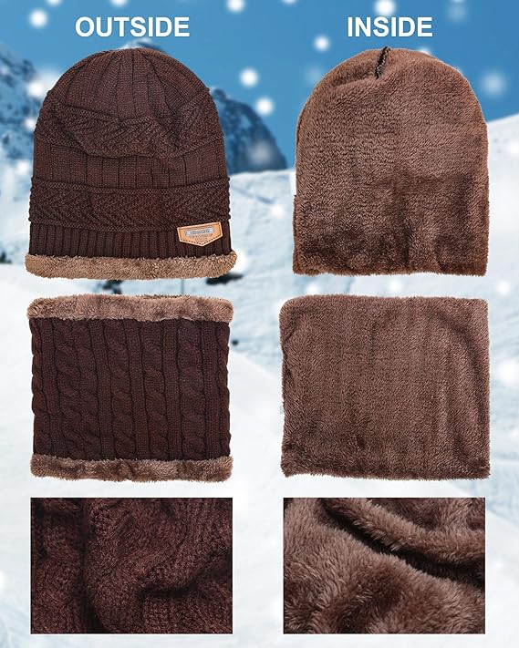 12-Piece Winter Set – Hats, Scarves & Touchscreen Gloves for Men & Women (4 Colors)