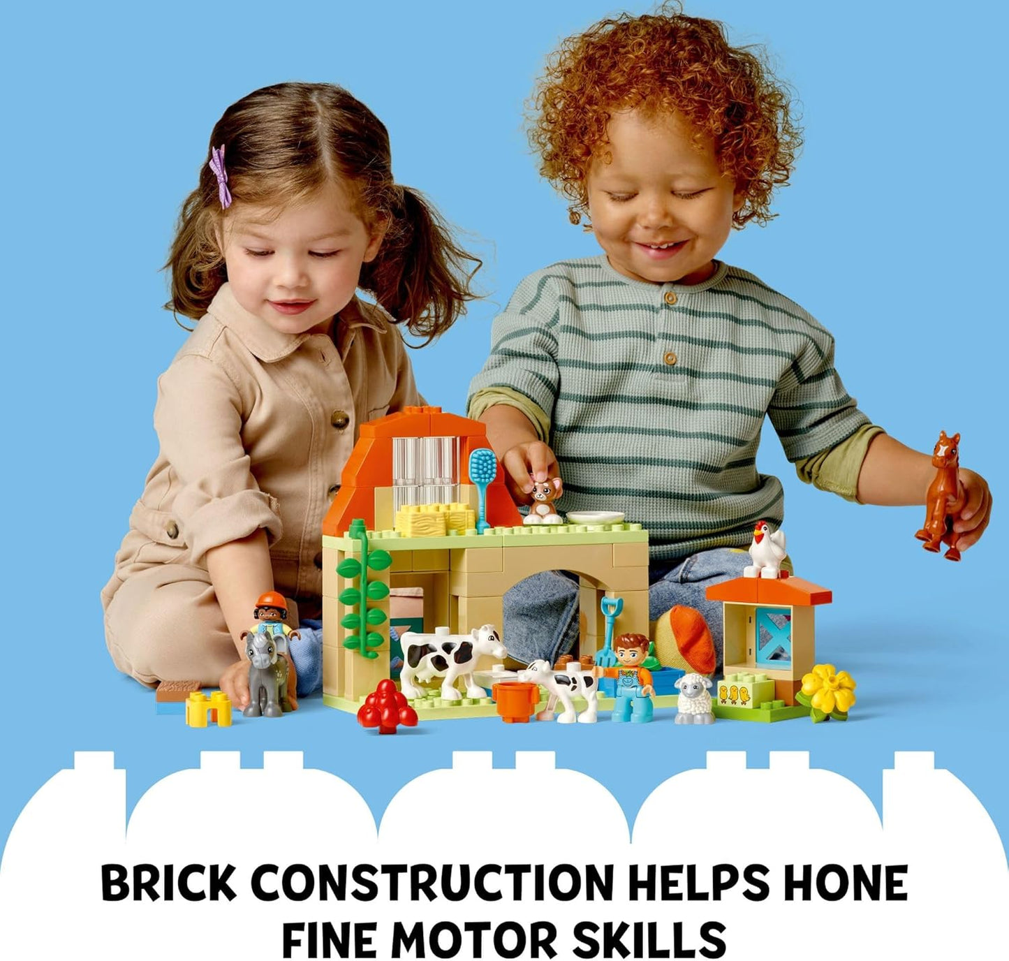 Town Animal Care Playset - Educational Building Blocks for Toddlers & Preschoolers (Ages 2+) with Animal Figures
