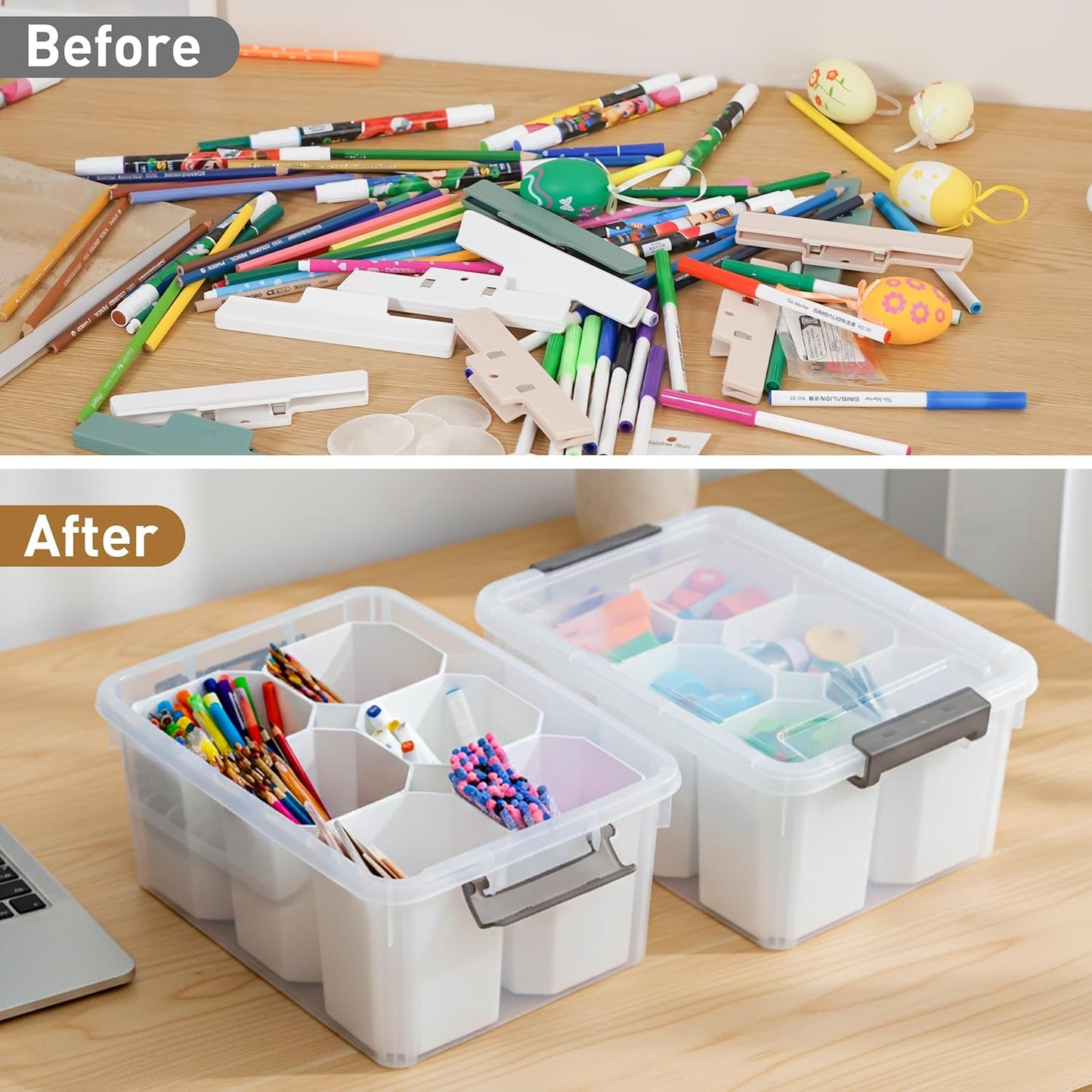 17 QT Clear Plastic Storage Bins with Lids - Stackable Multipurpose Organizer for Tools, Crafts, and More