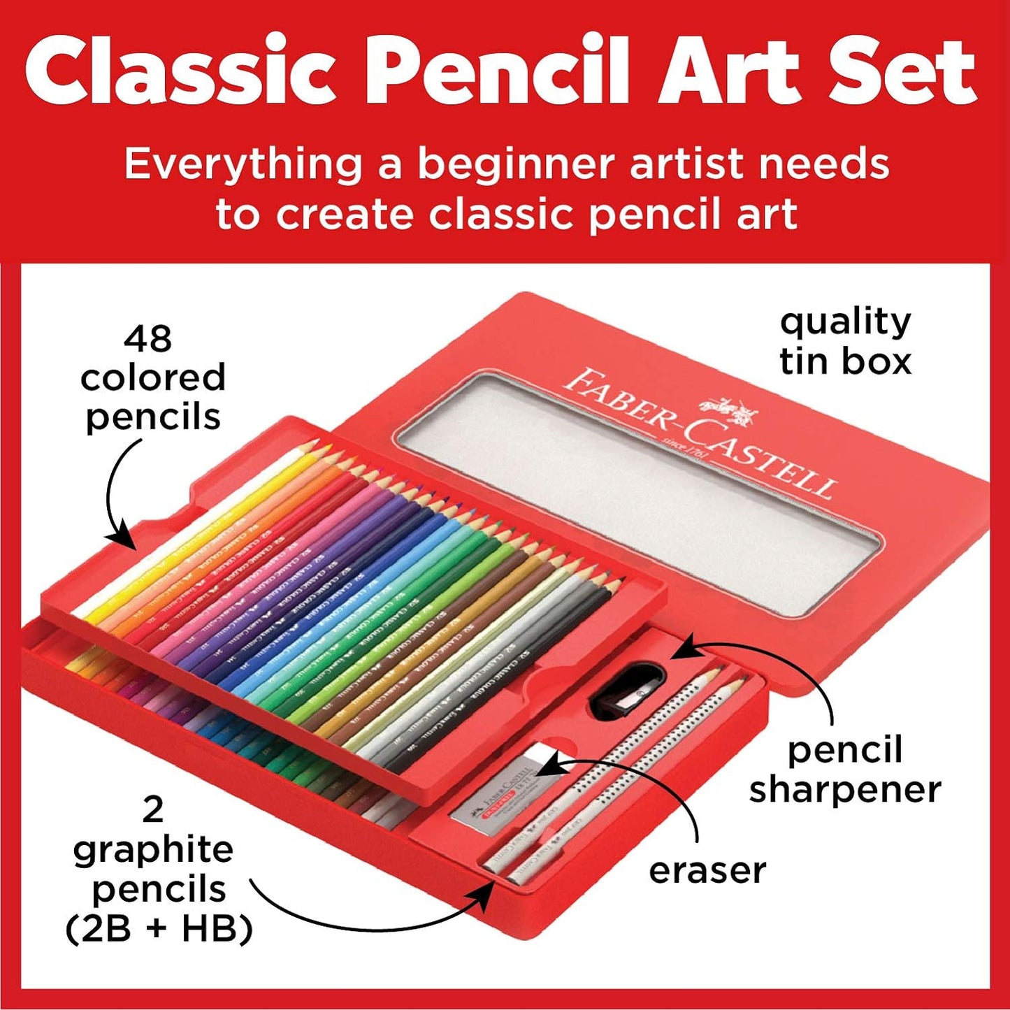Classic Colored Pencils Set: 36 and 48 Vibrant Colors in Metal Tin