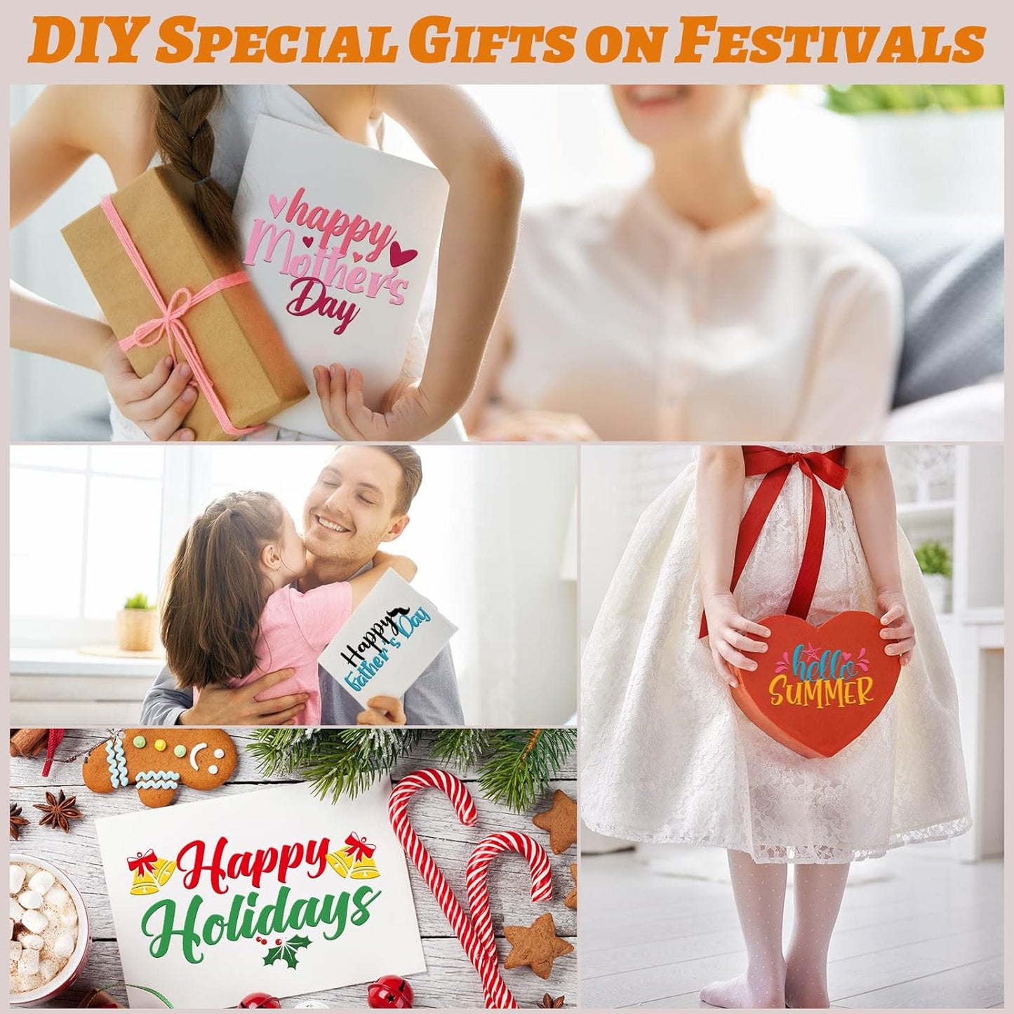 18-Piece Celebration Die Cut Set: Summer and Autumn Greetings Words, Embossing Templates & Stencils