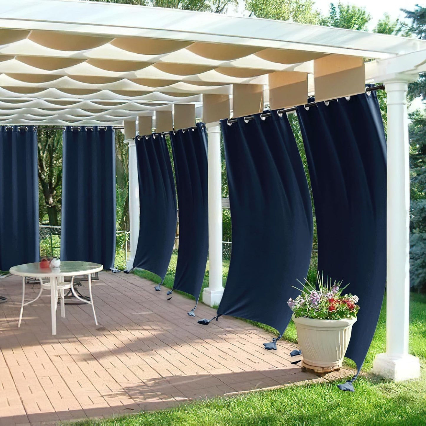 Outdoor Curtains Windproof Waterproof Blackout Curtain with Weight Bag, Privacy Insulated Drapes