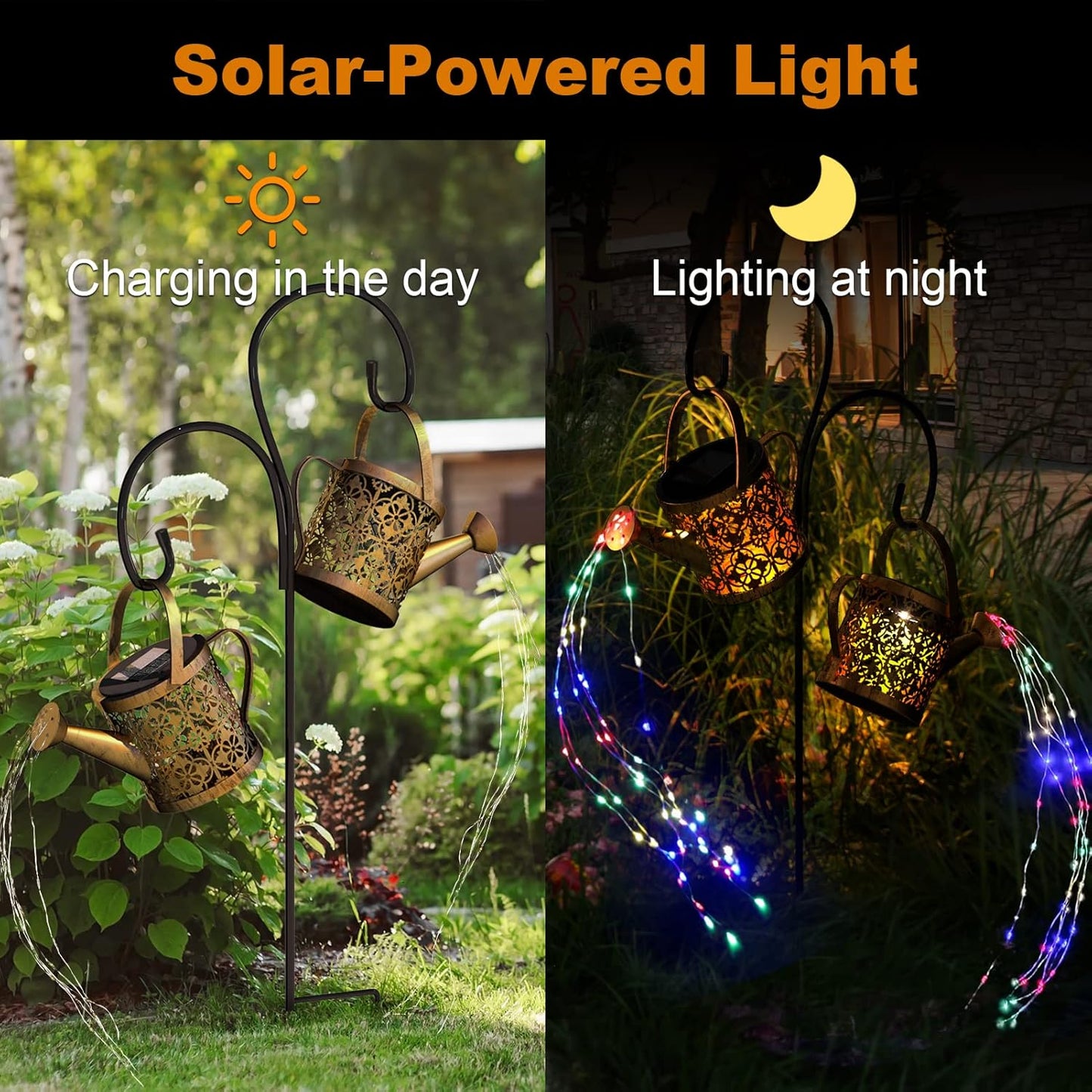 Solar Watering Can Lights Outdoor with 8 Multi-Color Changing Modes