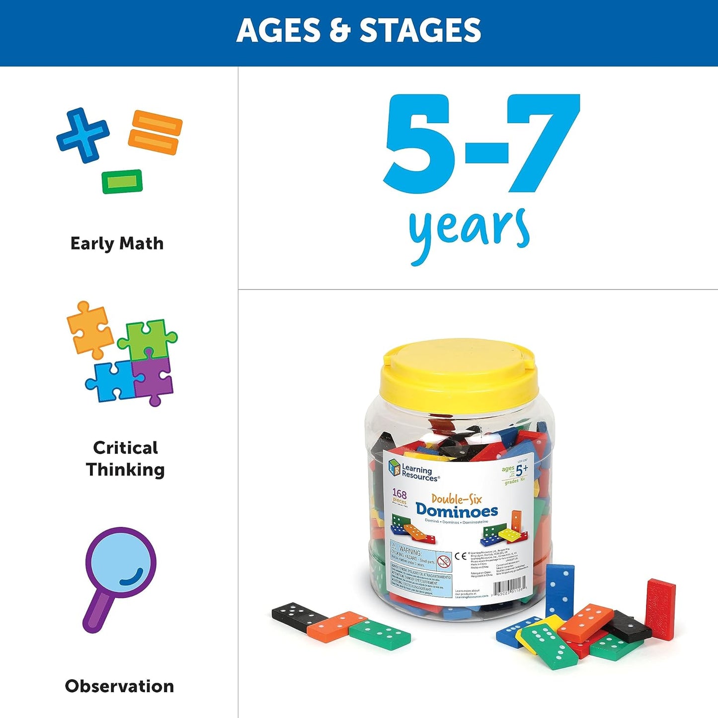 168 Pieces Double-six Dominoes In Bucket, Teaching aids, Math Classroom Accessories
