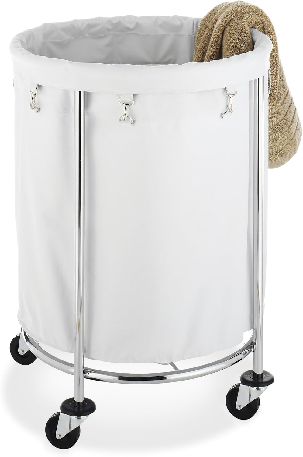 Round Commercial Laundry Hamper with Removable Liner and Sturdy Heavy-Duty Wheels