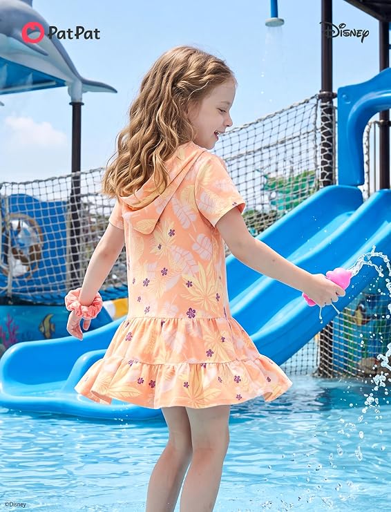 Moana Girls Swim Cover-Up โ Hooded Terry Cloth Zip-Up Swimsuit Coverup for Ages 2โ9 Years Old