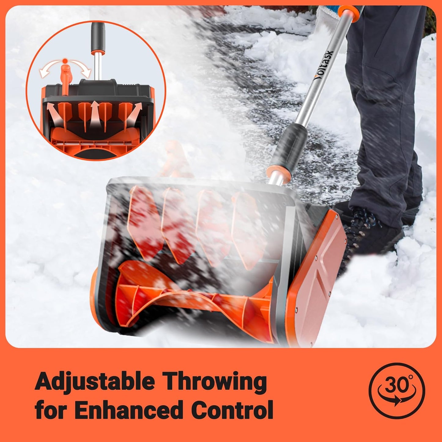 24V | 13-Inch | 4-Ah Cordless Snow Shovel/Blower with Directional Plate & Adjustable Front Handle (4-Ah Battery & Quick Charger Included)