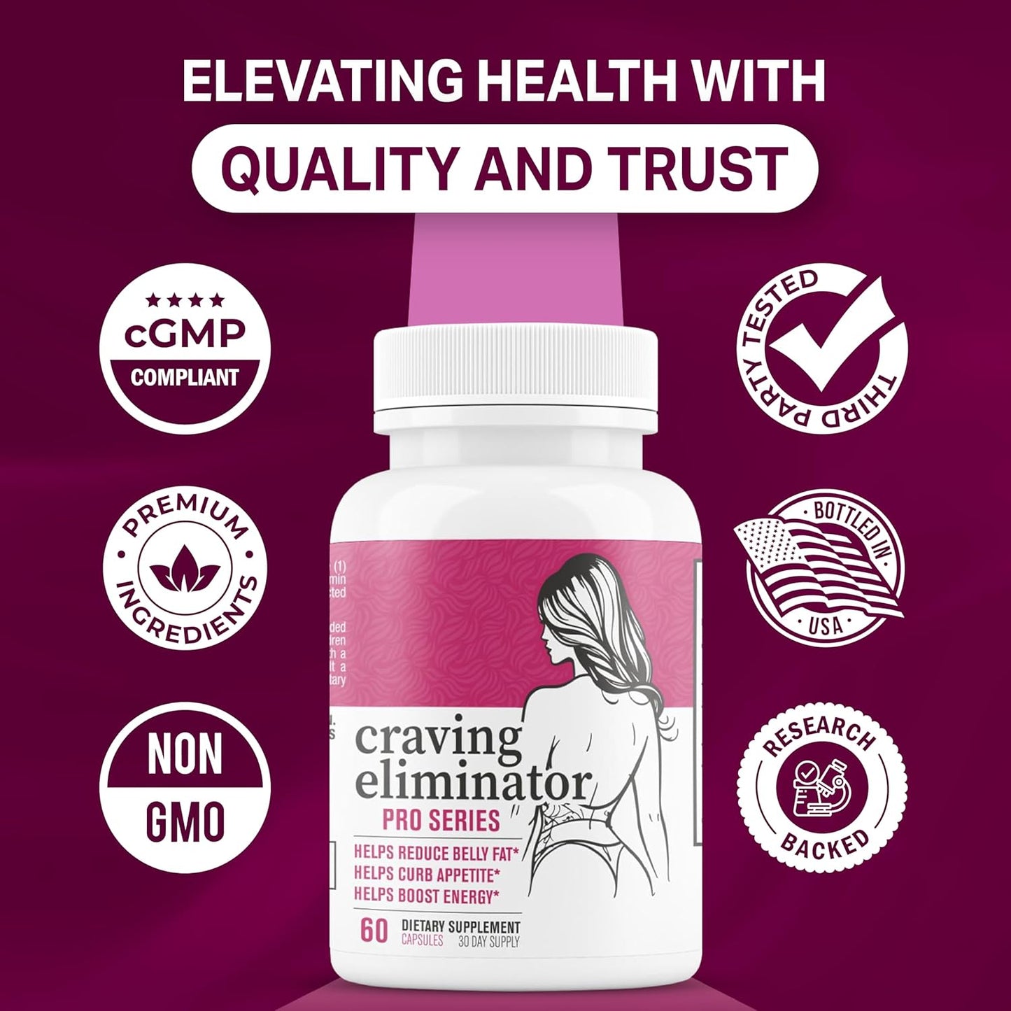 Craving Eliminator PRO Series – GLP-1 Support Weight Loss & Appetite Suppressant (60 Capsules)