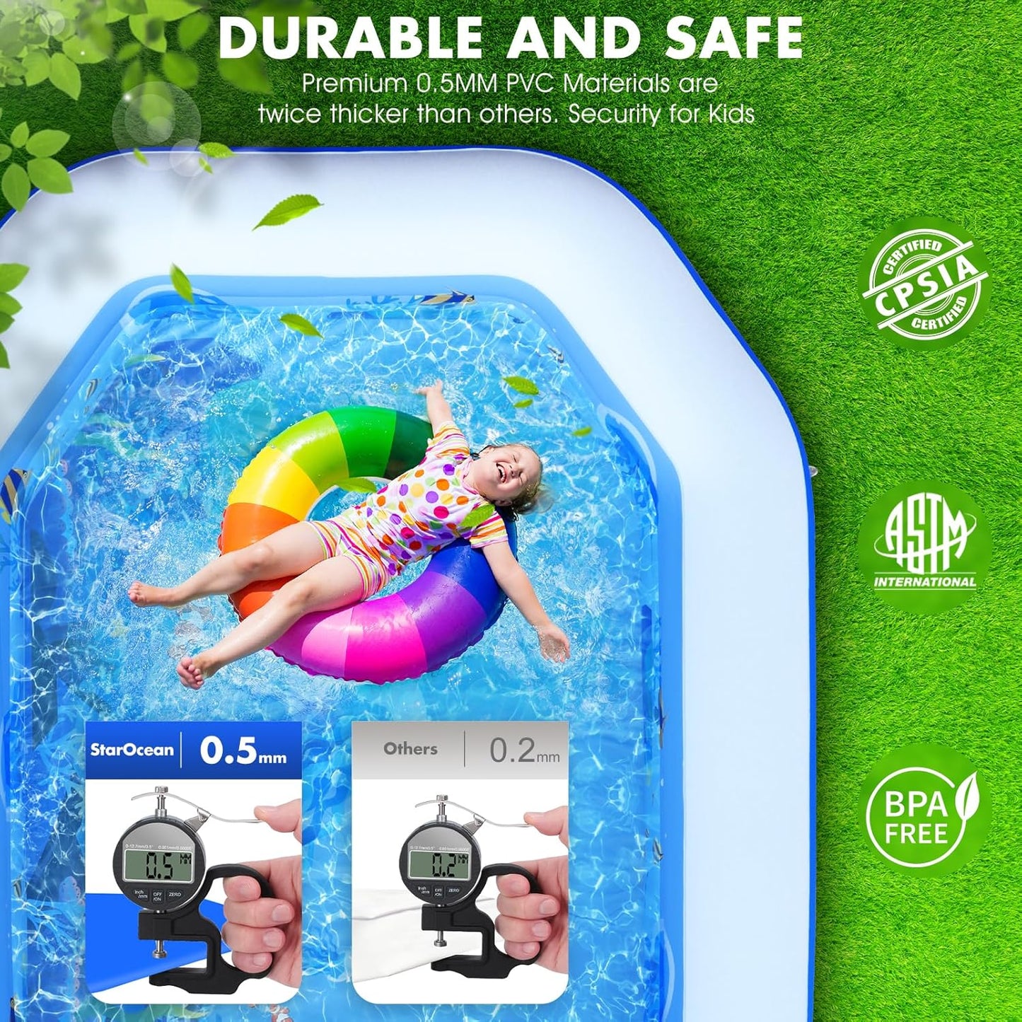 Large Inflatable Pool with Canopy, Seats, and Backrest for Kids and Adults