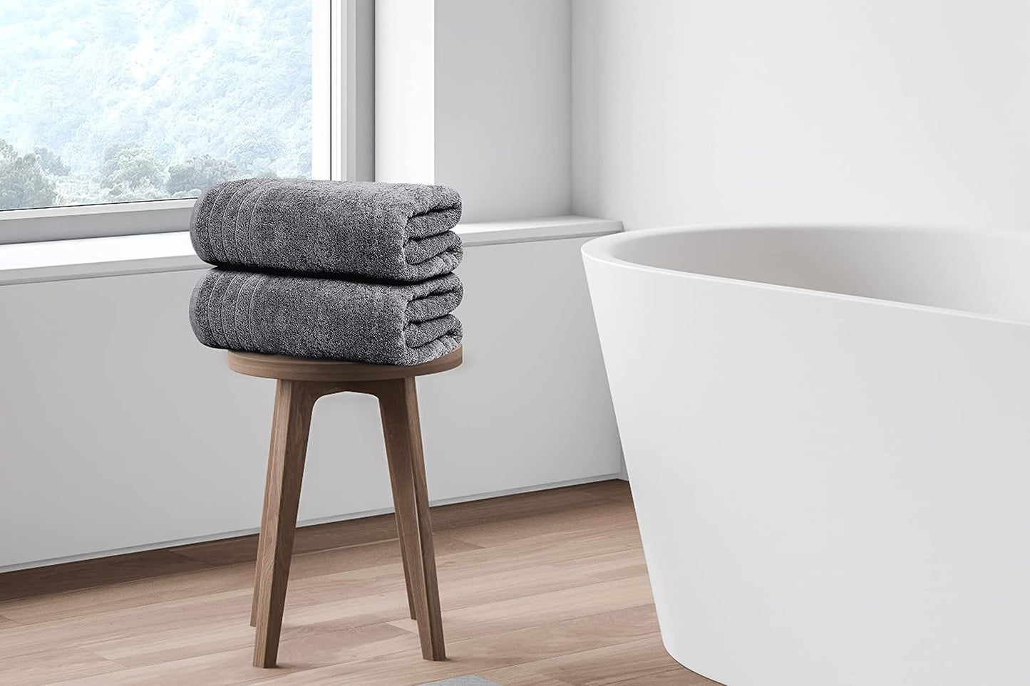 Extra Large 100% Cotton Bath Towels – Lightweight, Quick-Drying & Absorbent (4-Pack)