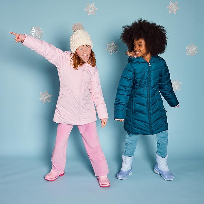 Waterproof Kids' Snow Boots – Insulated, Fleece-Lined Winter Boots for Toddlers, Girls & Boys, Light Blue, Size 7 Big Kid