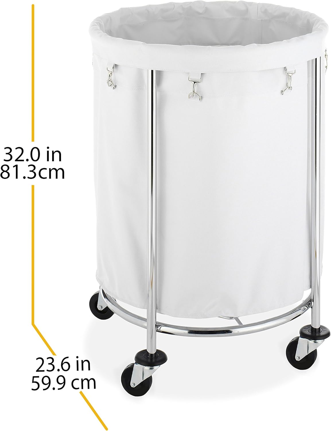 Round Commercial Laundry Hamper with Removable Liner and Sturdy Heavy-Duty Wheels