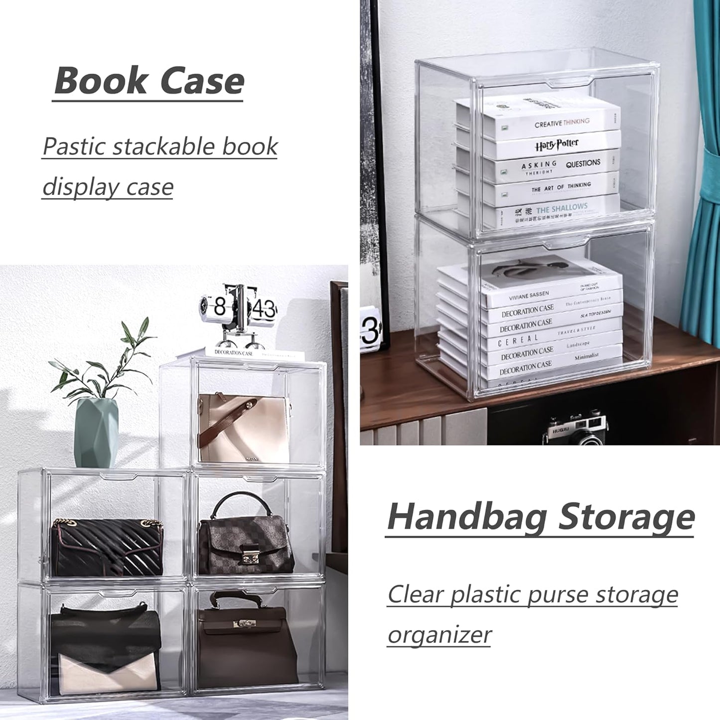 X-Large Clear Acrylic Display Case with Magnetic Lid - Stackable Storage for Collectibles