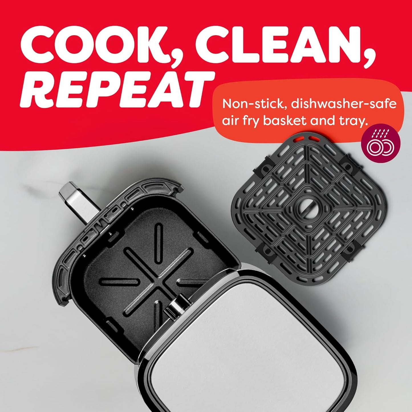 Air Fryer, 6-in-1 Functions Crisps, Custom Program Options, Stainless Steel
