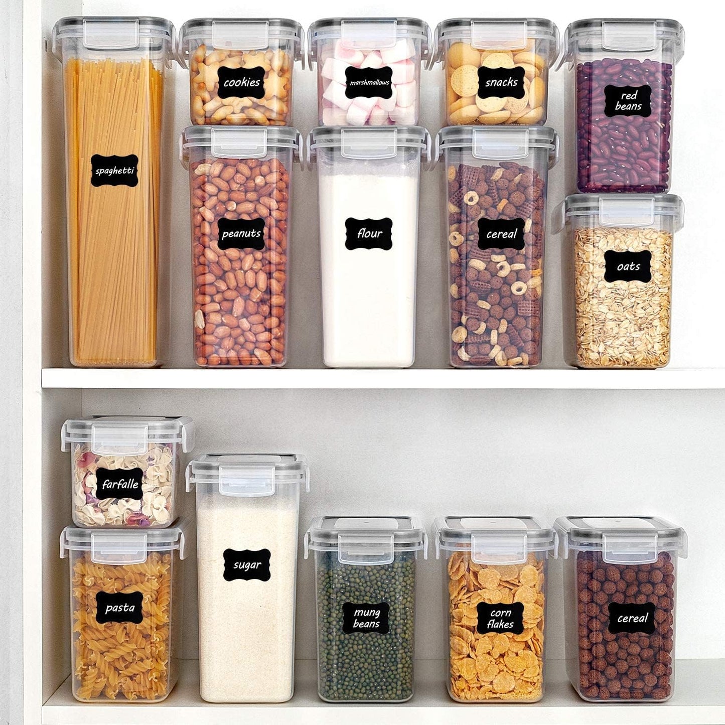 24-Piece Airtight Plastic Food Storage Container Set with Lids for Kitchen and Pantry Organization