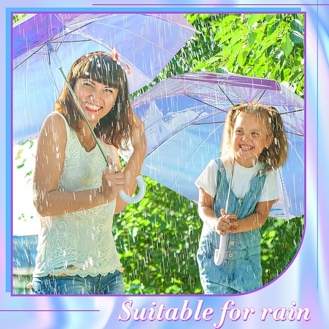 Iridescent Holographic Automatic Umbrella for Women (2-Pack)