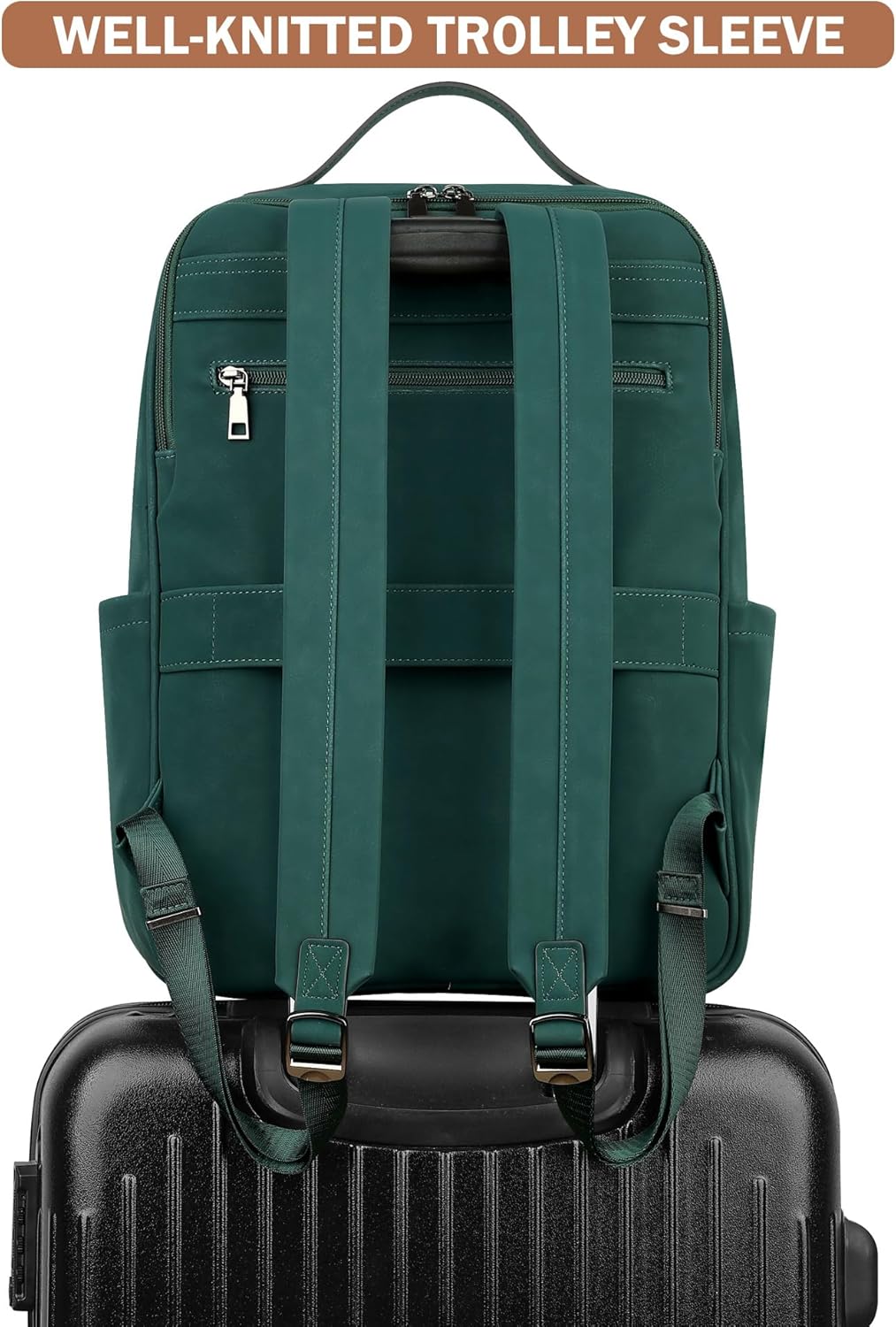 15.6 inch PU Leather Laptop Backpack Purse for Women