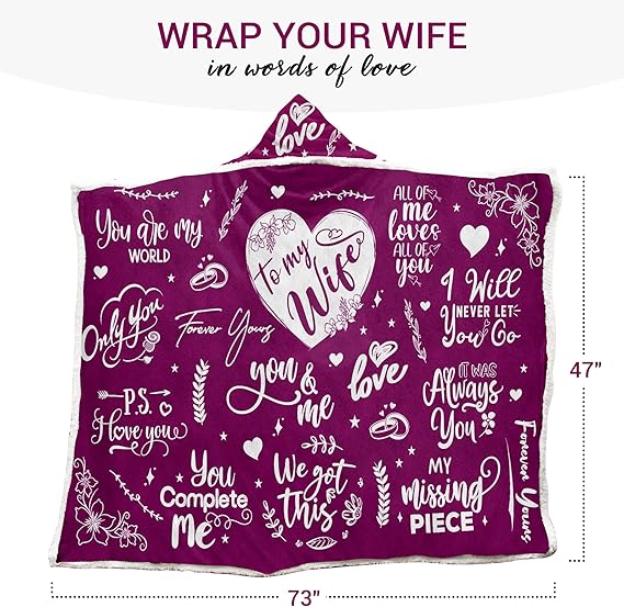 Sherpa Fleece Wearable Blanket Hoodie - Birthday Gifts for Wife, Gifts for Her for Anniversary
