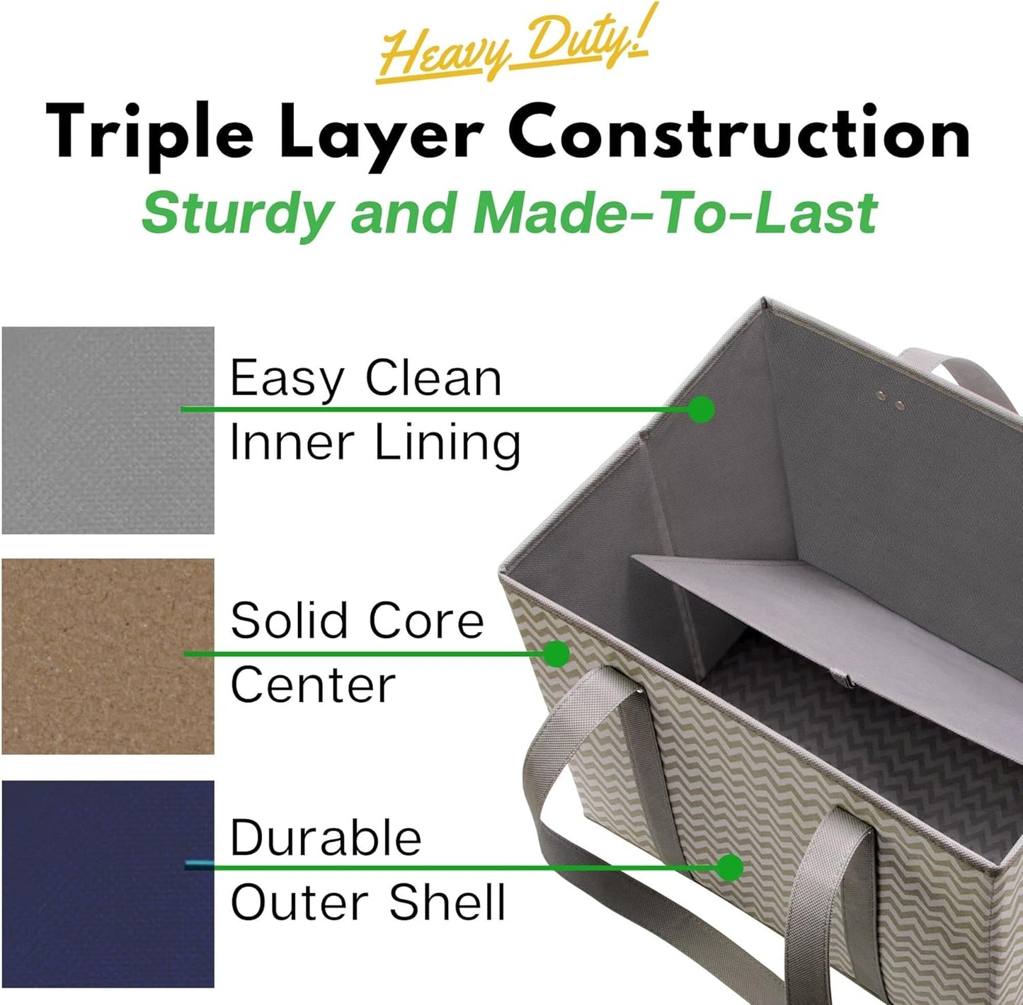 Heavy-Duty Reusable Grocery Bags (3-Pack) – Stand-Up Tote Bags with Foldable Design