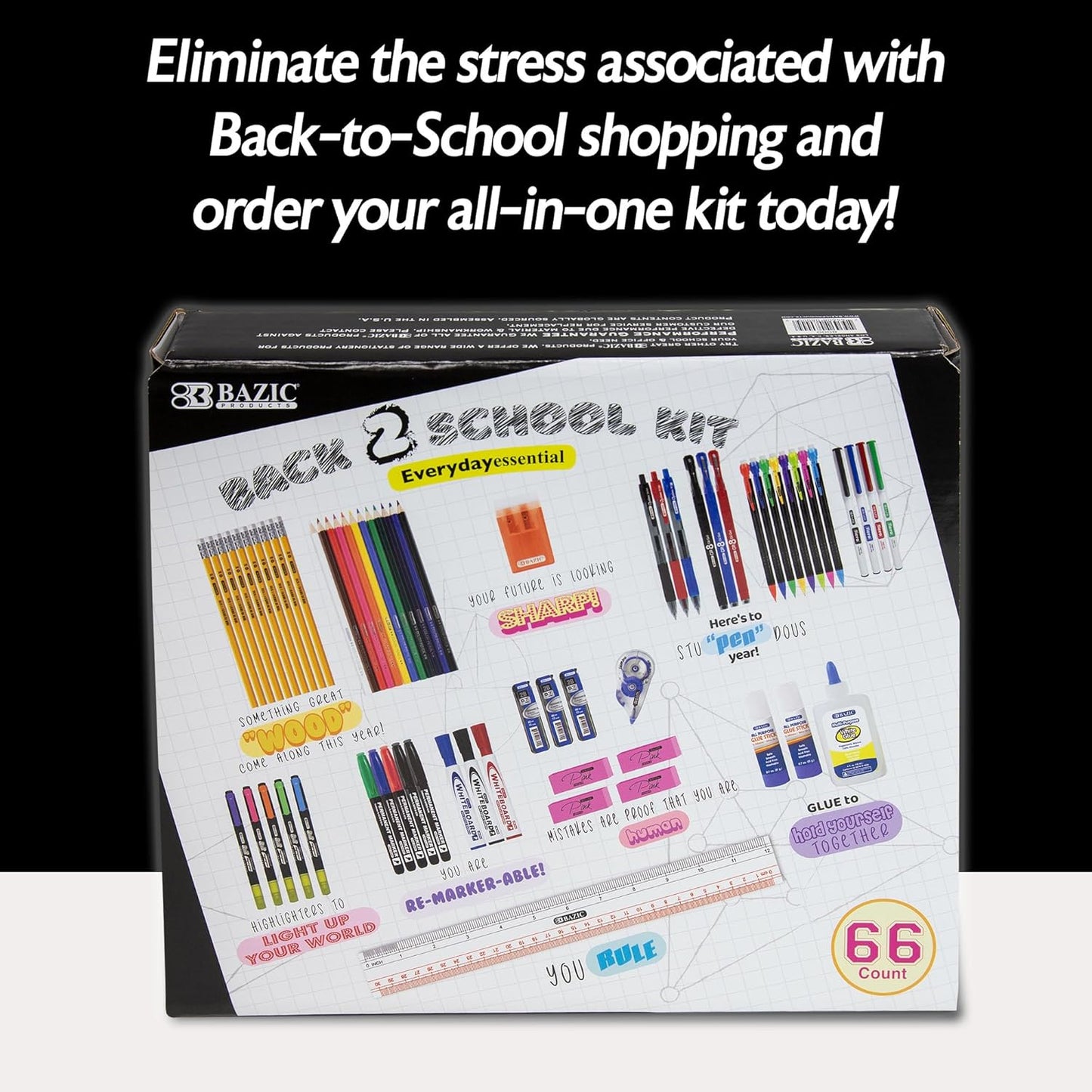 School Supply Box for Elementary Student K-6 School Kit Pack