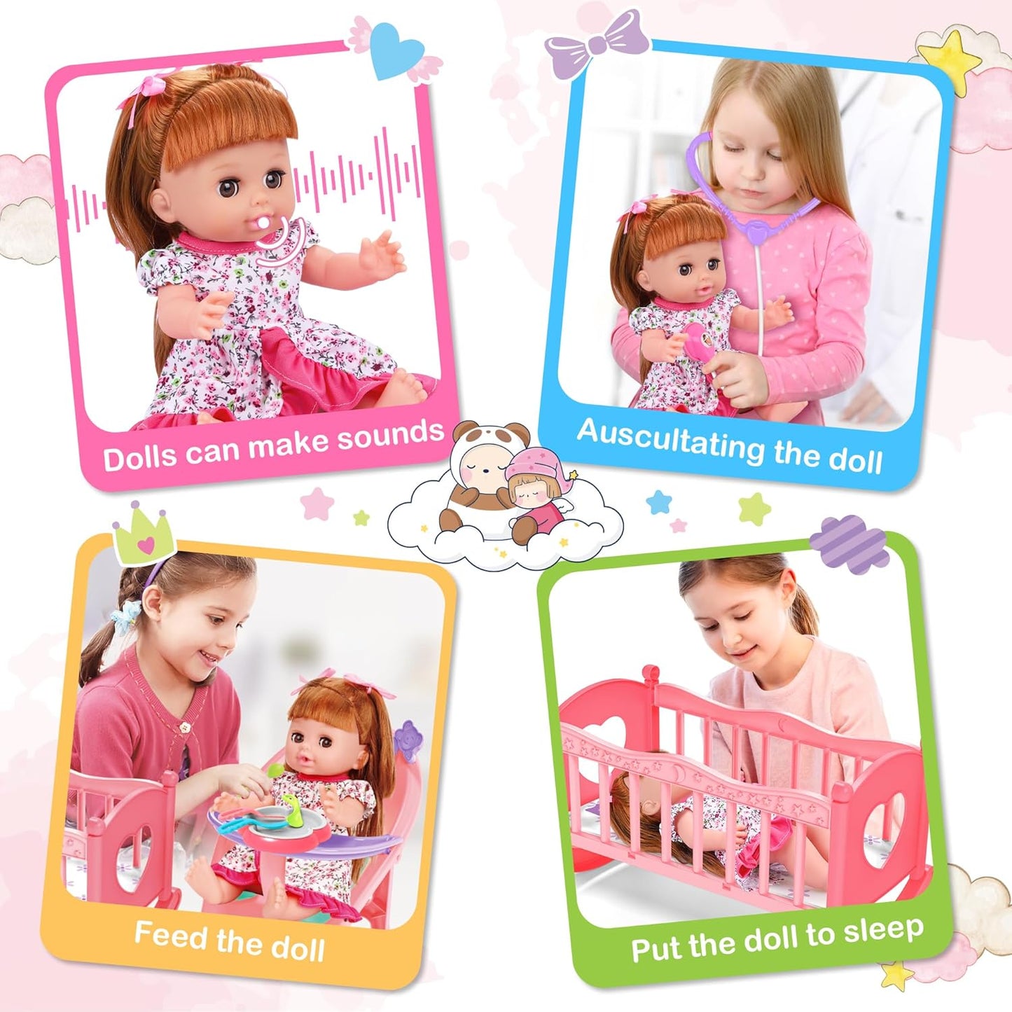 25 Pieces Baby Doll and Doctor Toys Set, 14" Doll Gift for Age 3 4 5 6+ Years Old Girls